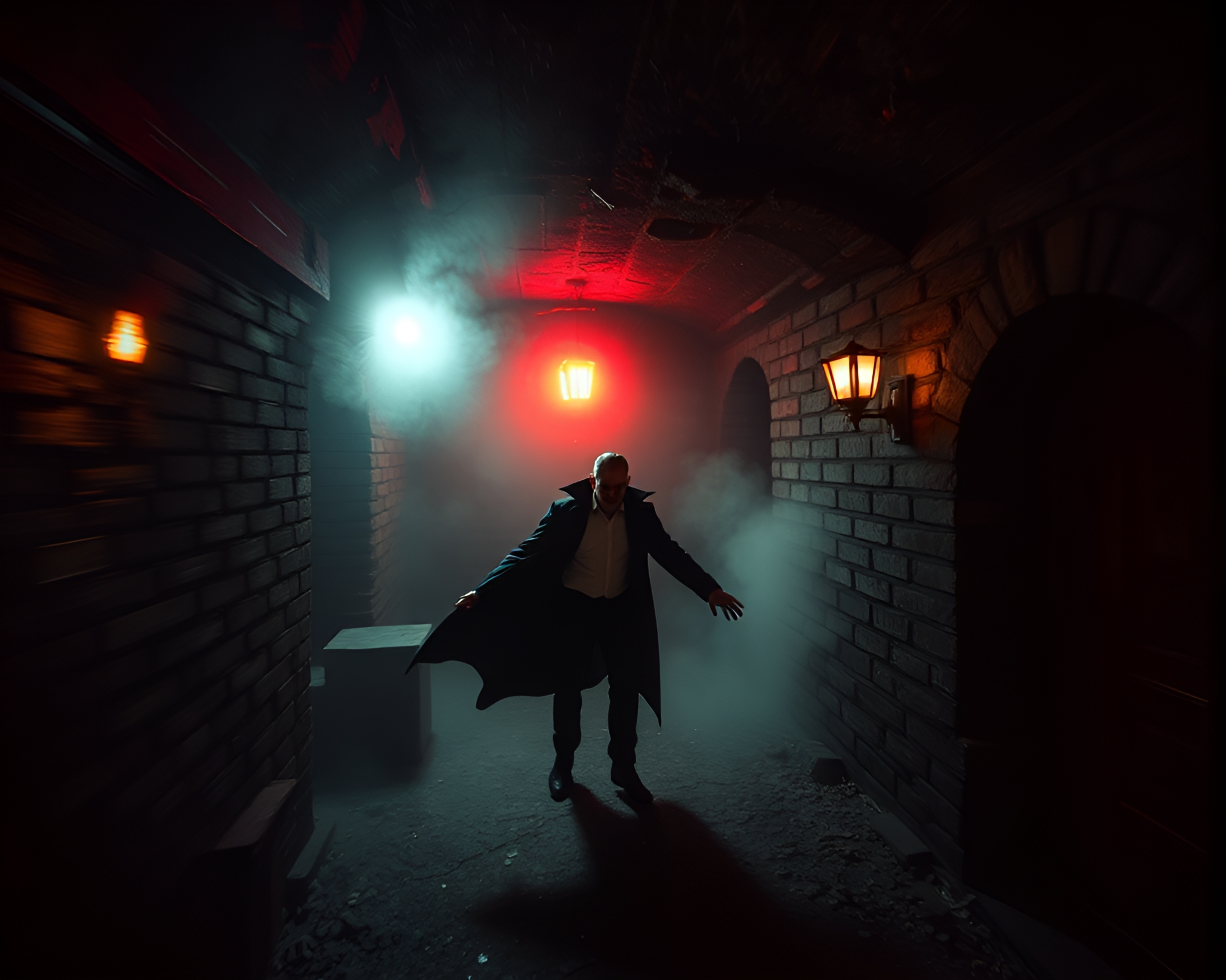 Vampire Zoom Burst Data Visualization in Gloom Basement – free AI stock image