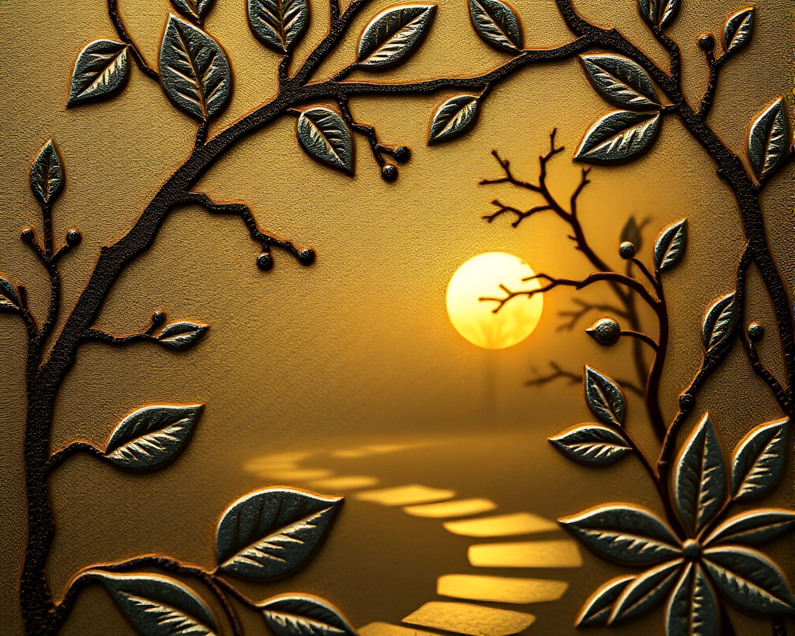 Engraved apple cider details in dawn mist composition
