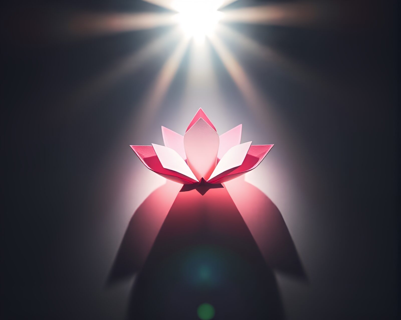 Minimalist design of an origami flower with soft shadows