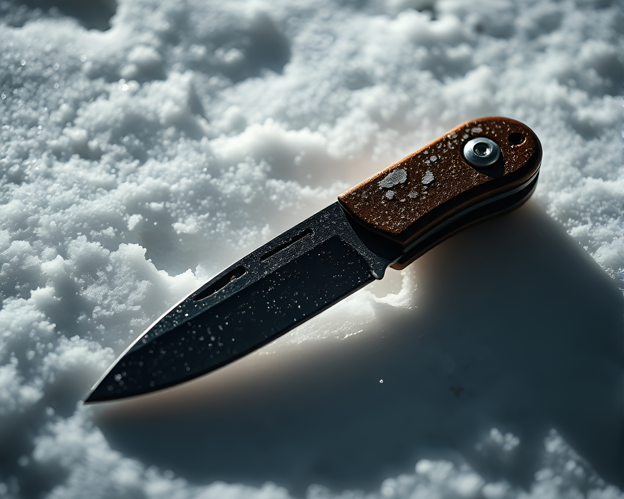 Rusty Pocketknife Close-Up in Antarctic Whiteout – free AI stock image