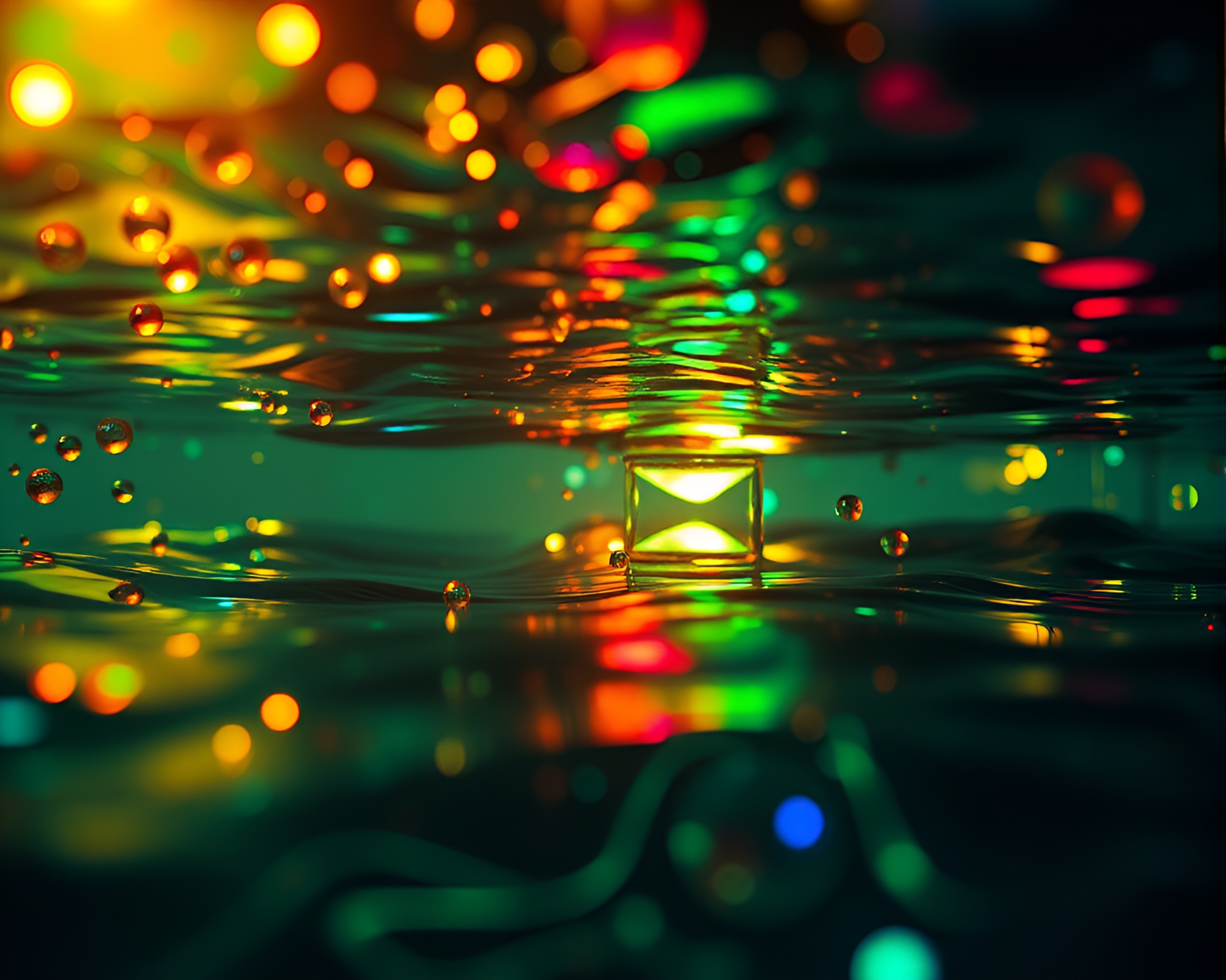 Chromatic Submarine Voyage in Holographic Oil Ocean – free AI stock image