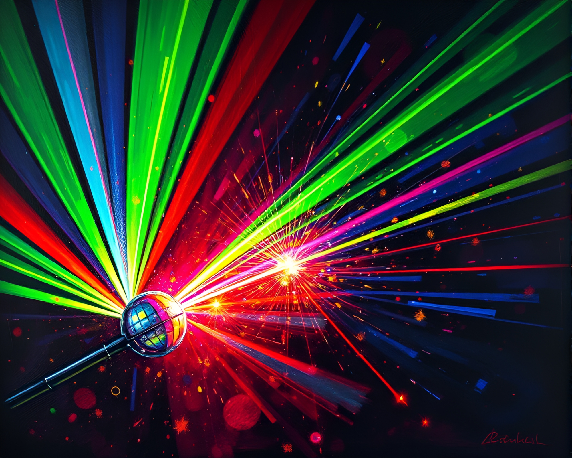 Laser Sword Dance Under Disco Ball Glow – free AI stock image