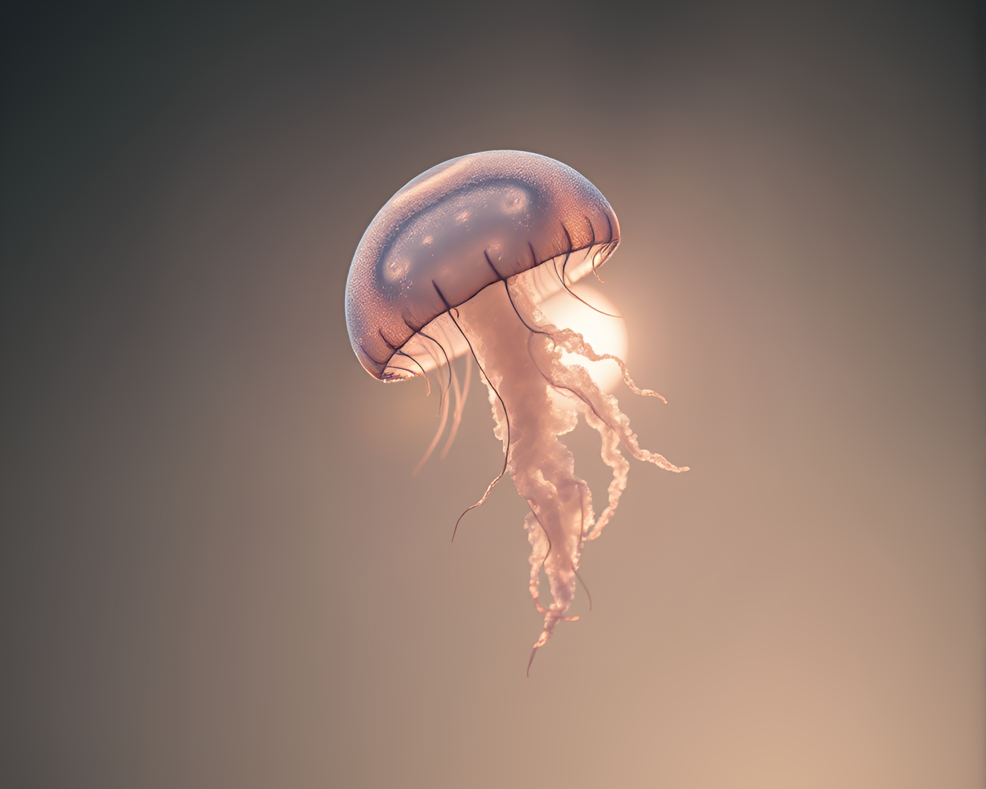 Bioluminescent Jellyfish in Glass Distortion Eclipse – free AI stock image