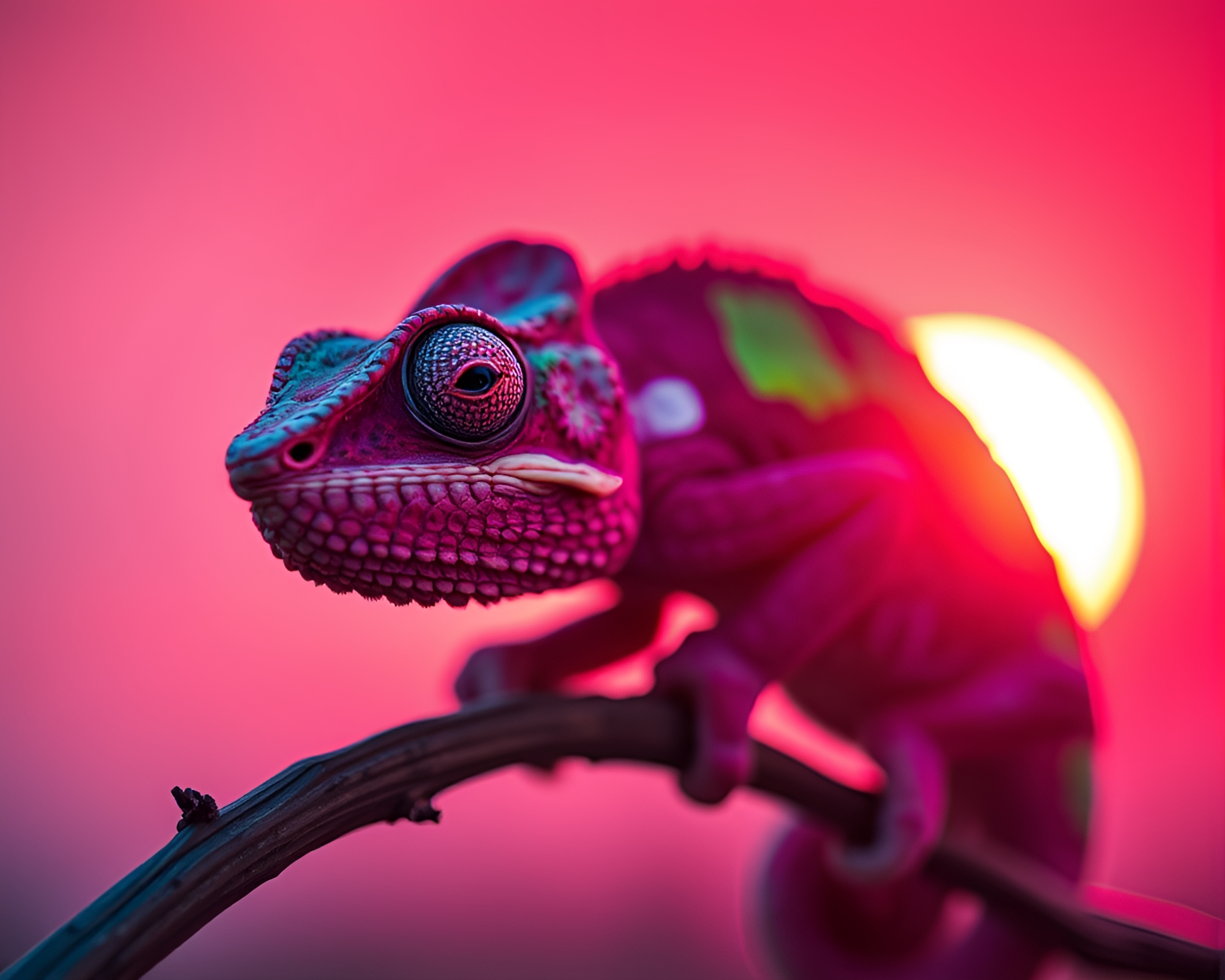 Sunrise Pink Chameleon Empowerment Color Pop – free AI stock image