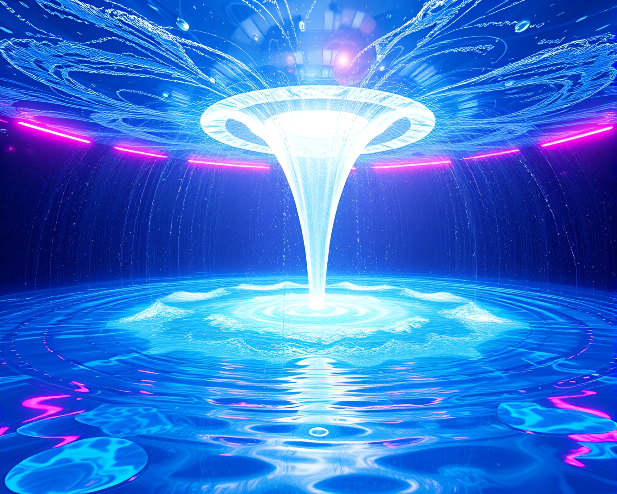 Virtual Reality Water Whirlpool in Ultraviolet Wireframe – free AI stock image