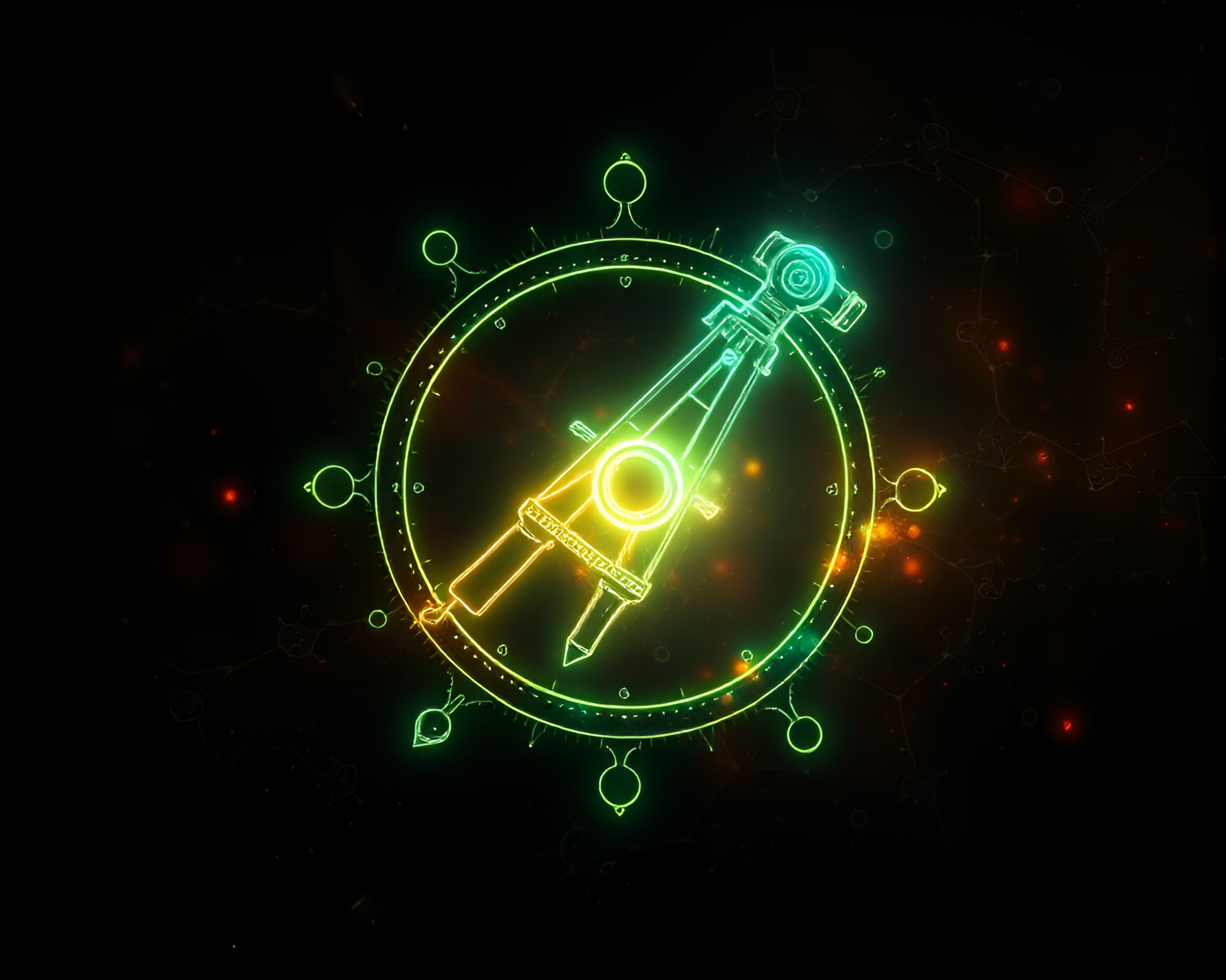 Fractal Antique Sextant in Bioluminescent Vector Art – free AI stock image