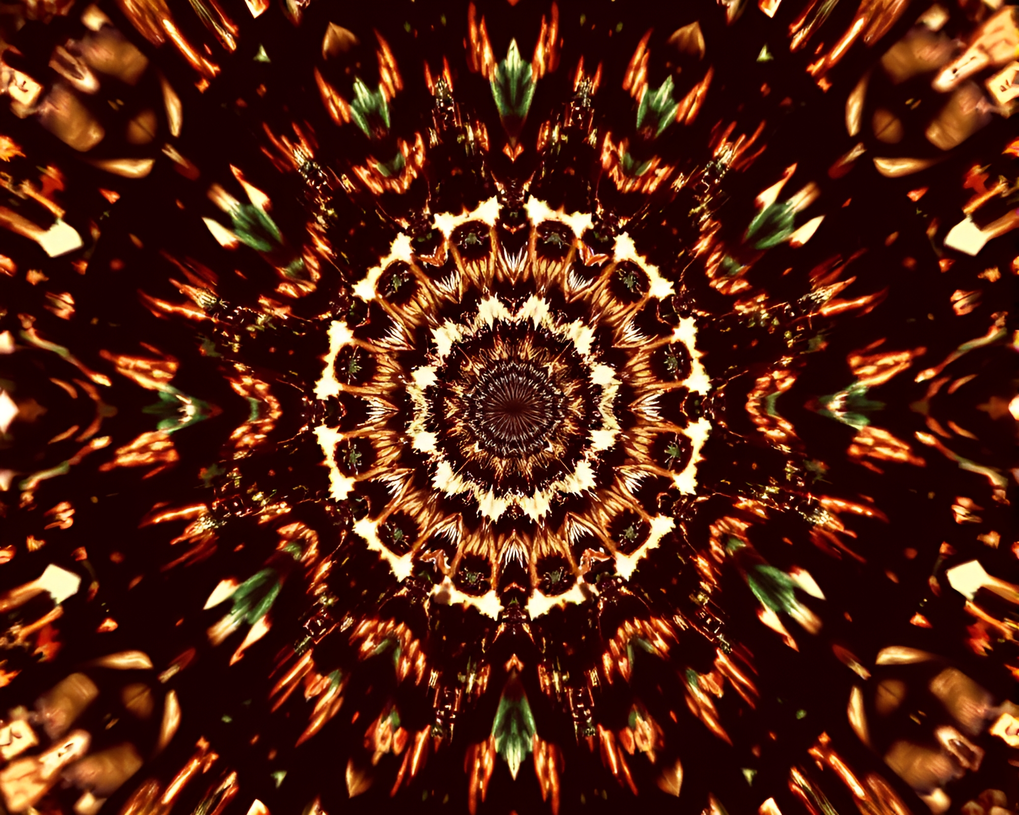 Neon Binary Code in Sepia Kaleidoscope Fragment – free AI stock image