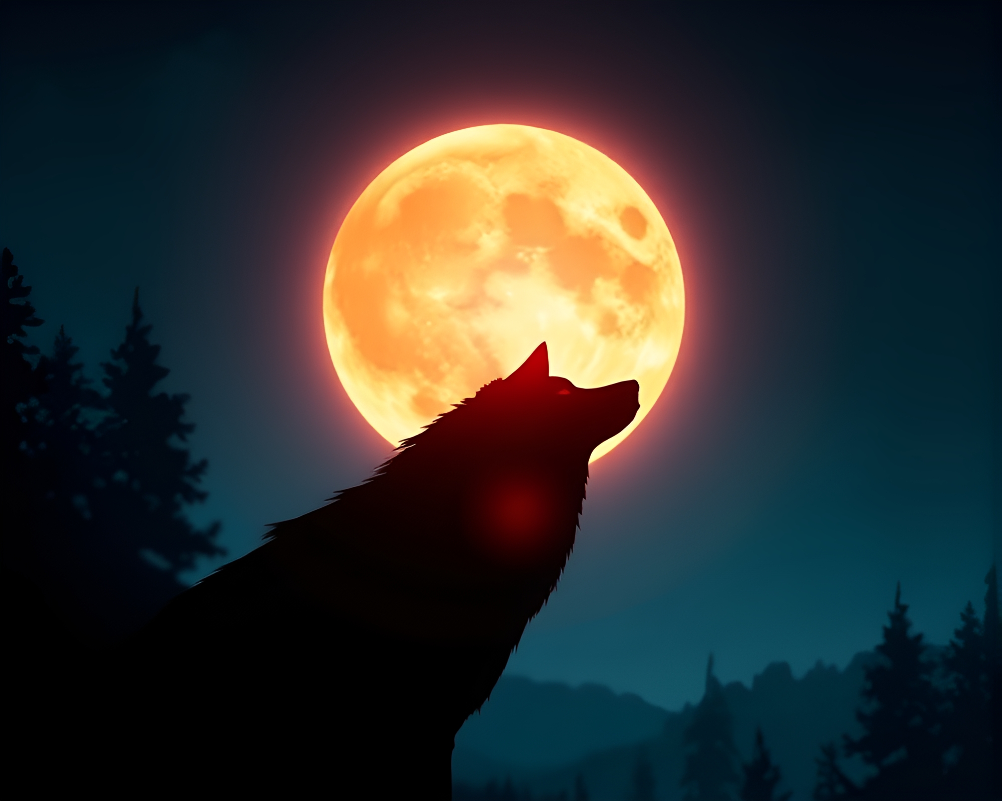 Moonlit Wolf in Cool Dawn Shadow Silhouette – free AI stock image