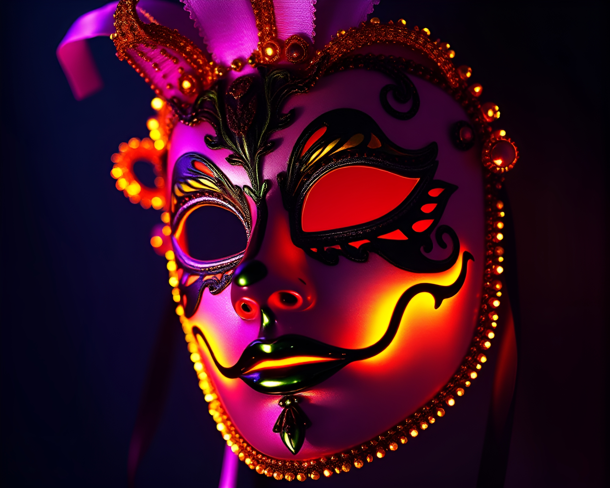 Ultraviolet Venetian Mask Color Pop Composition – free AI stock image