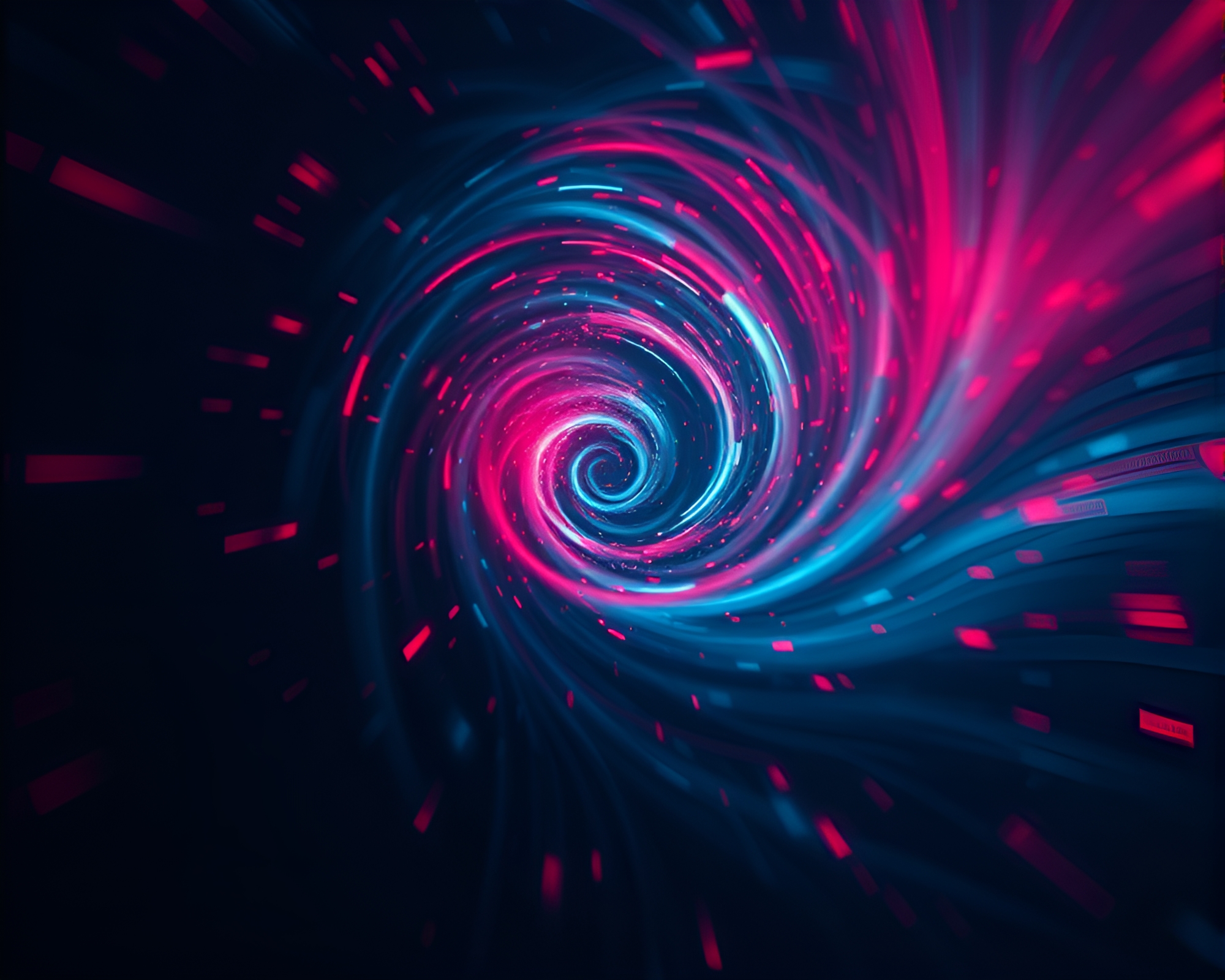Nanobot Swarm Vortex Twist in Duotone Red-Blue – free AI stock image