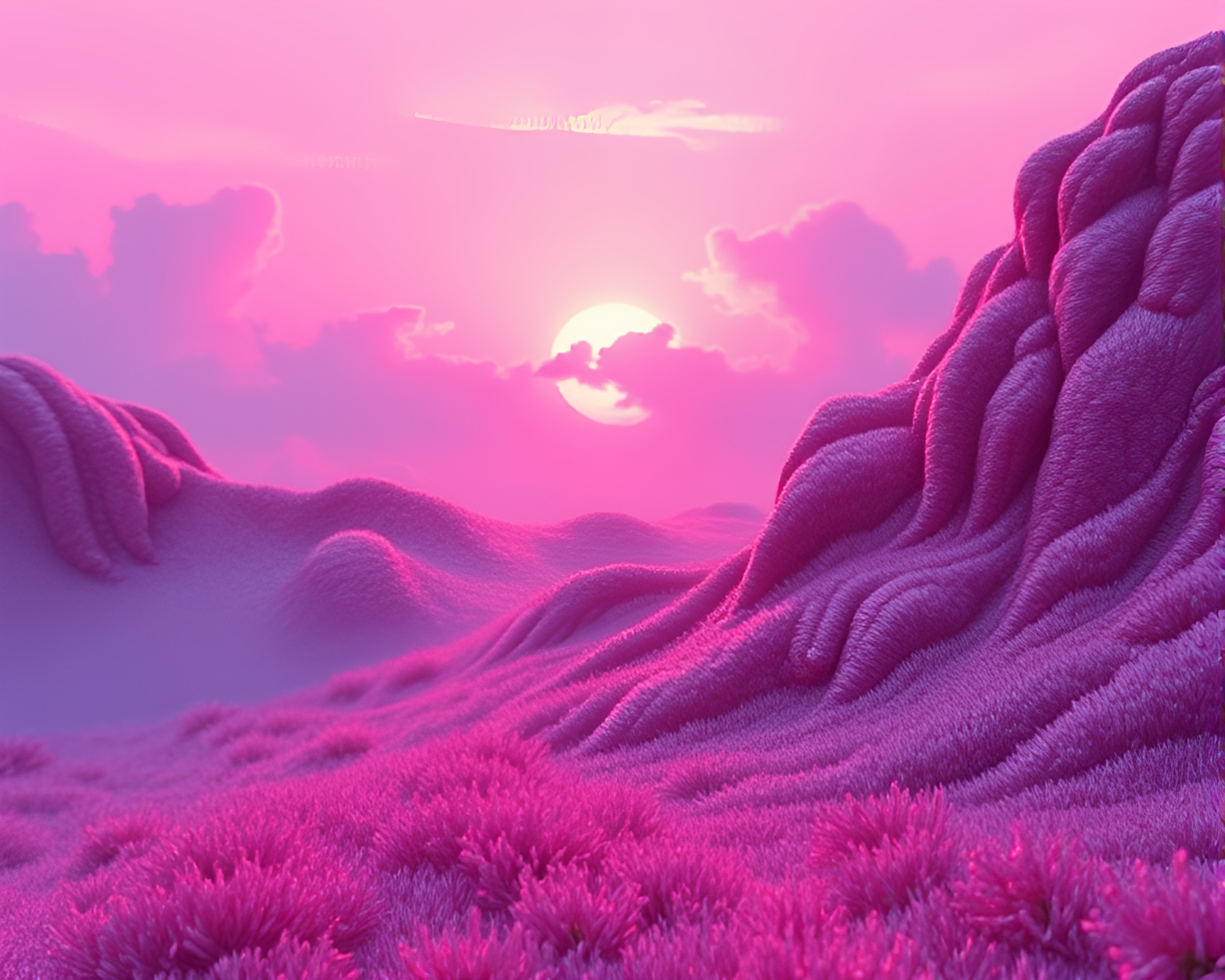 Sunrise Surreal Dreamscape with Embroidered Detail – free AI stock image