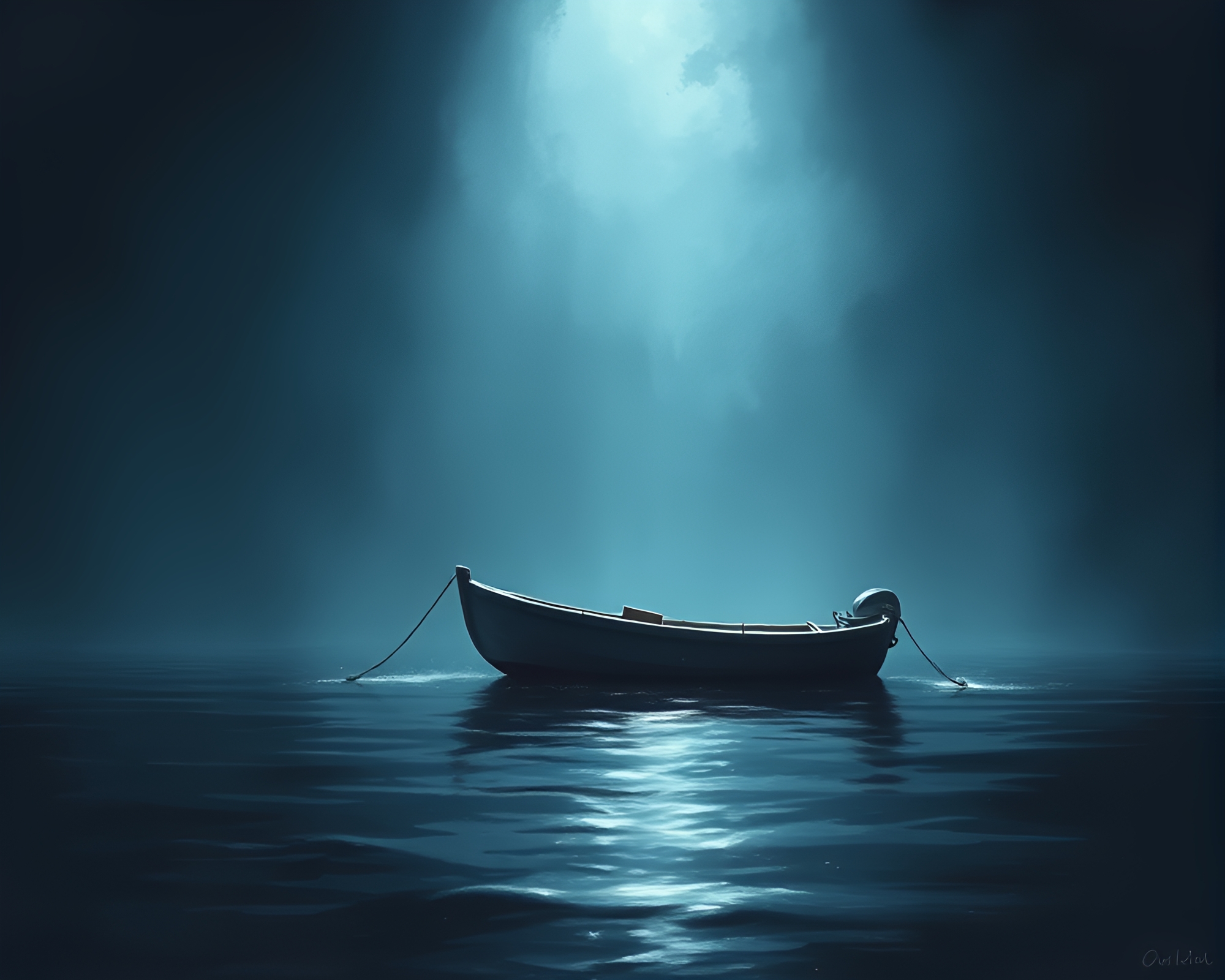 Hydrofoil Boat Cutting Through Negative Space Seascape – free AI stock image