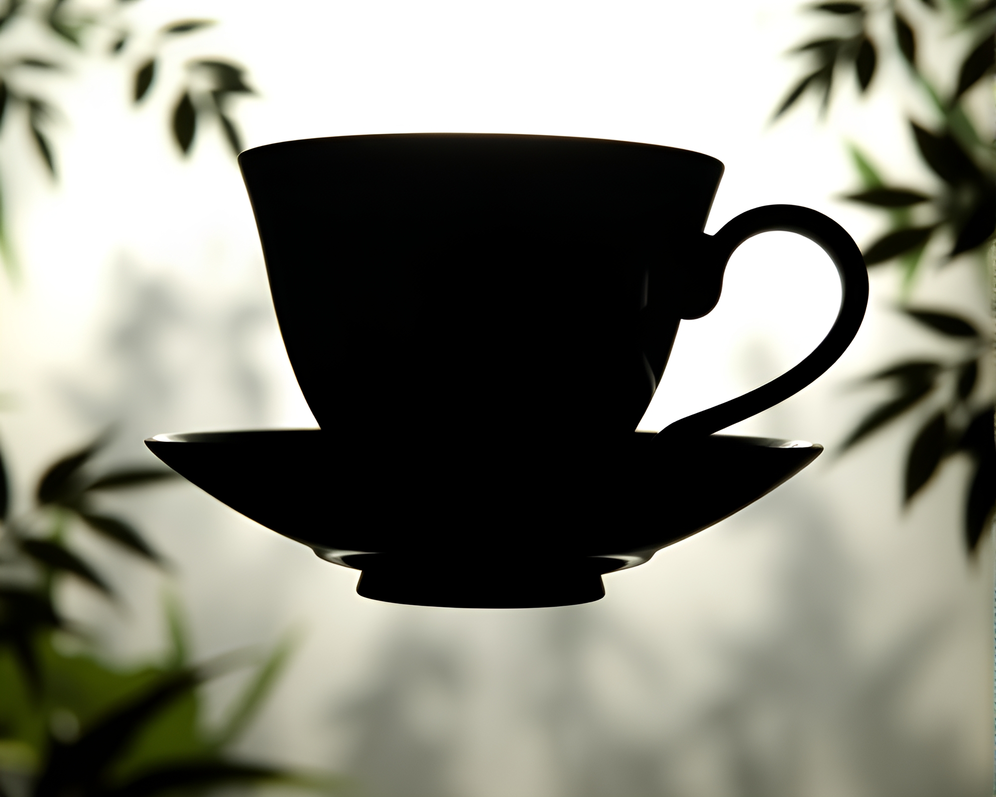Ethereal Jungle Canopy Tea Cup Engraving – free AI stock image