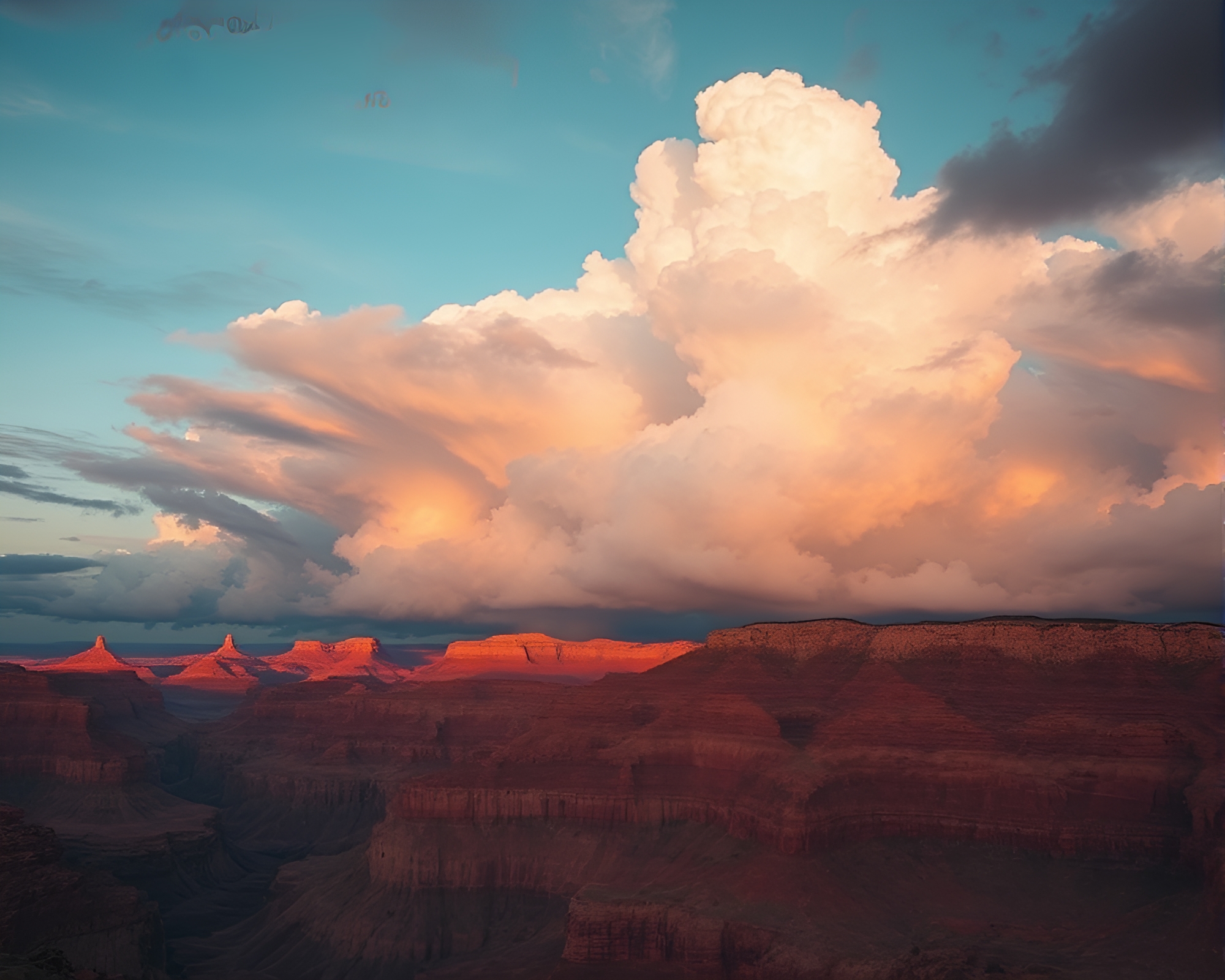 Majestic Basilisk in Canyon Cloudscape – free AI stock image