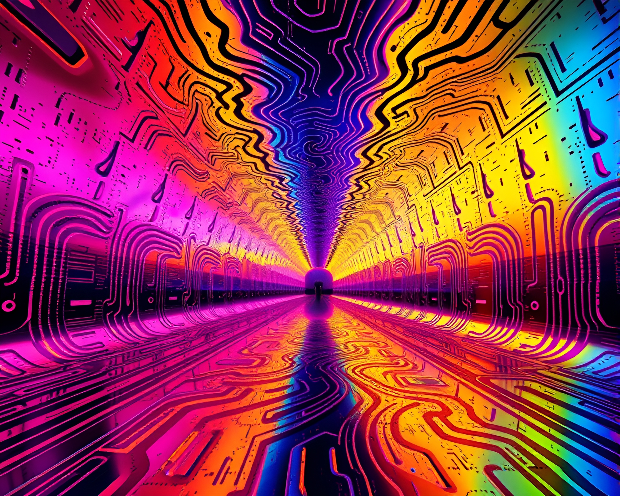 Retro Maximalist Mirror Maze Concept – free AI stock image