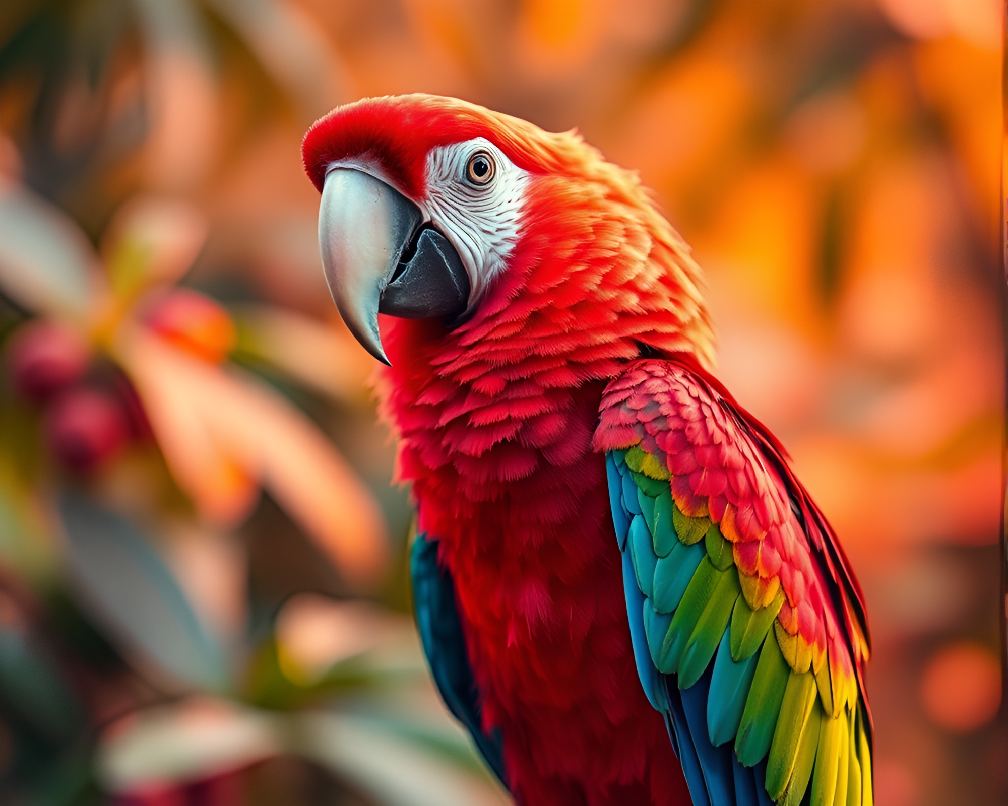 Tropical Parrot in Stereoscopic 3D Paradise – free AI stock image