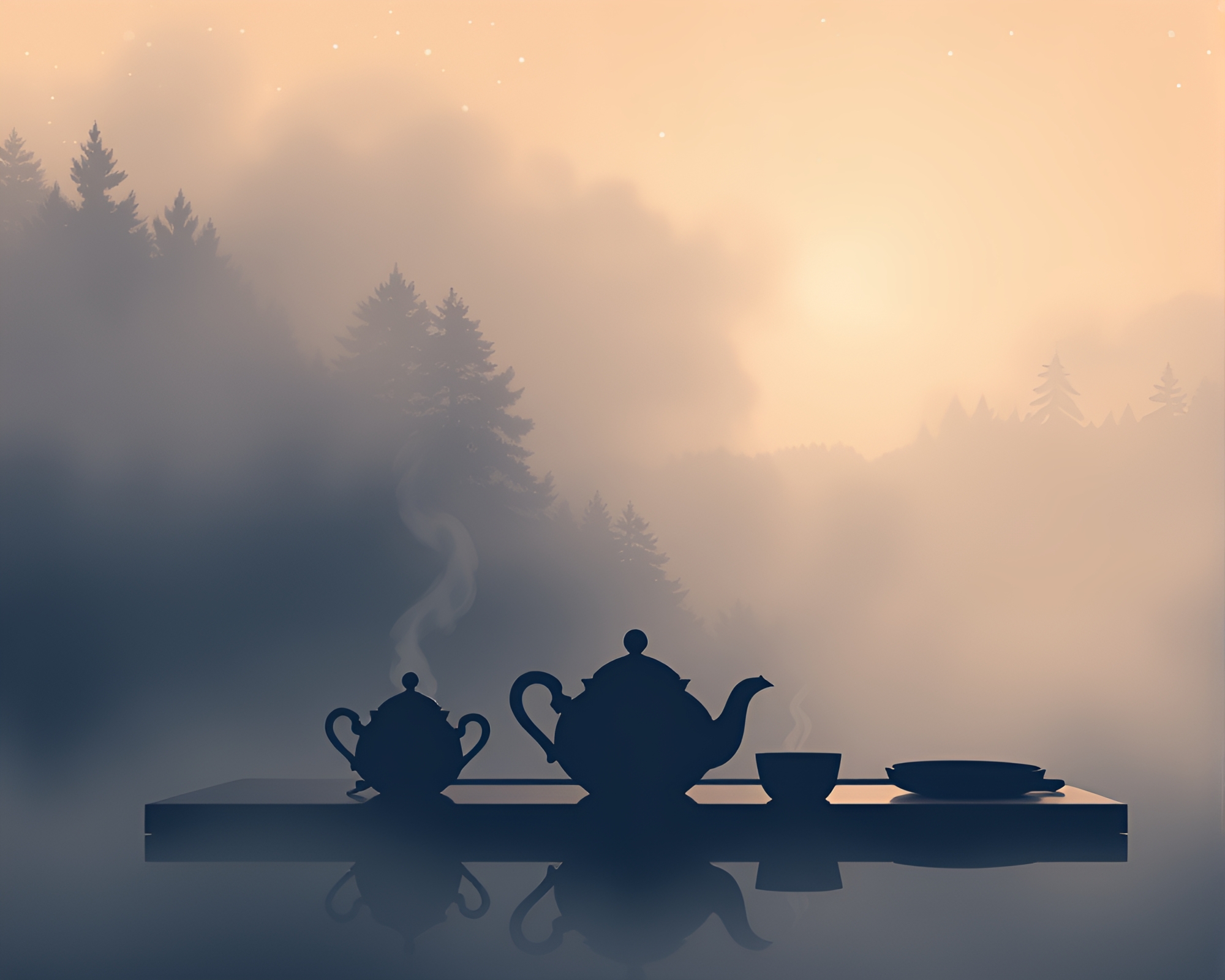 Enigmatic Tea Mysteries in Cosmic Fog Banks – free AI stock image