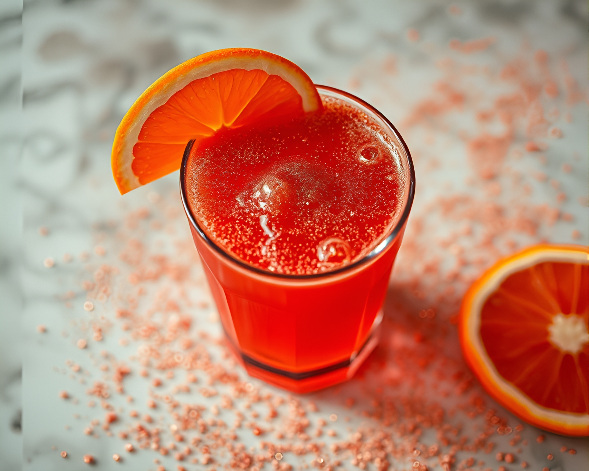 Blood Orange Cocktail Bird’s Eye View Glitter Dust – free AI stock image