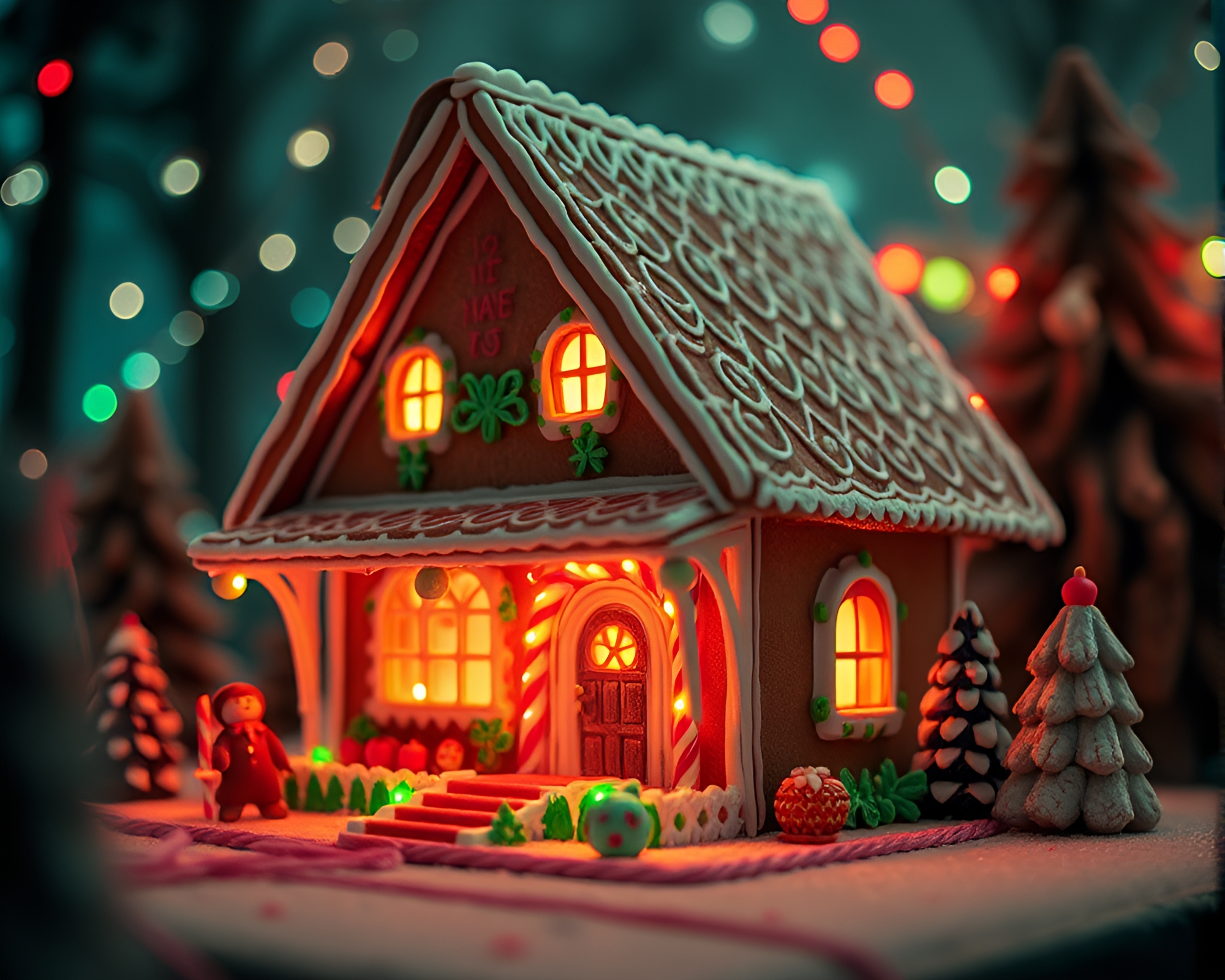 Chromatic Aberration Fantasy Gingerbread House – free AI stock image