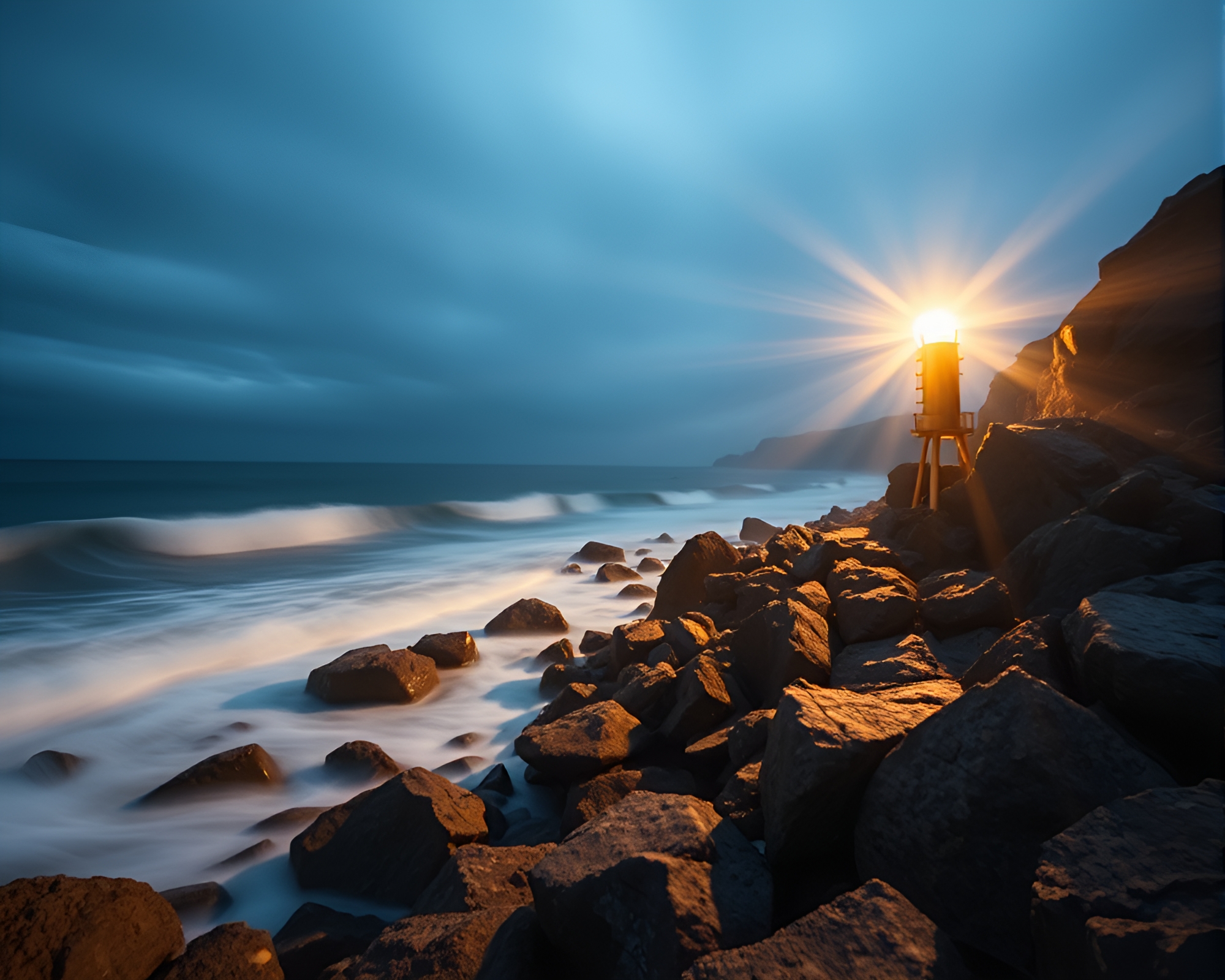 Geometric Abstraction: Rocky Coastline Motion Capture – free AI stock image