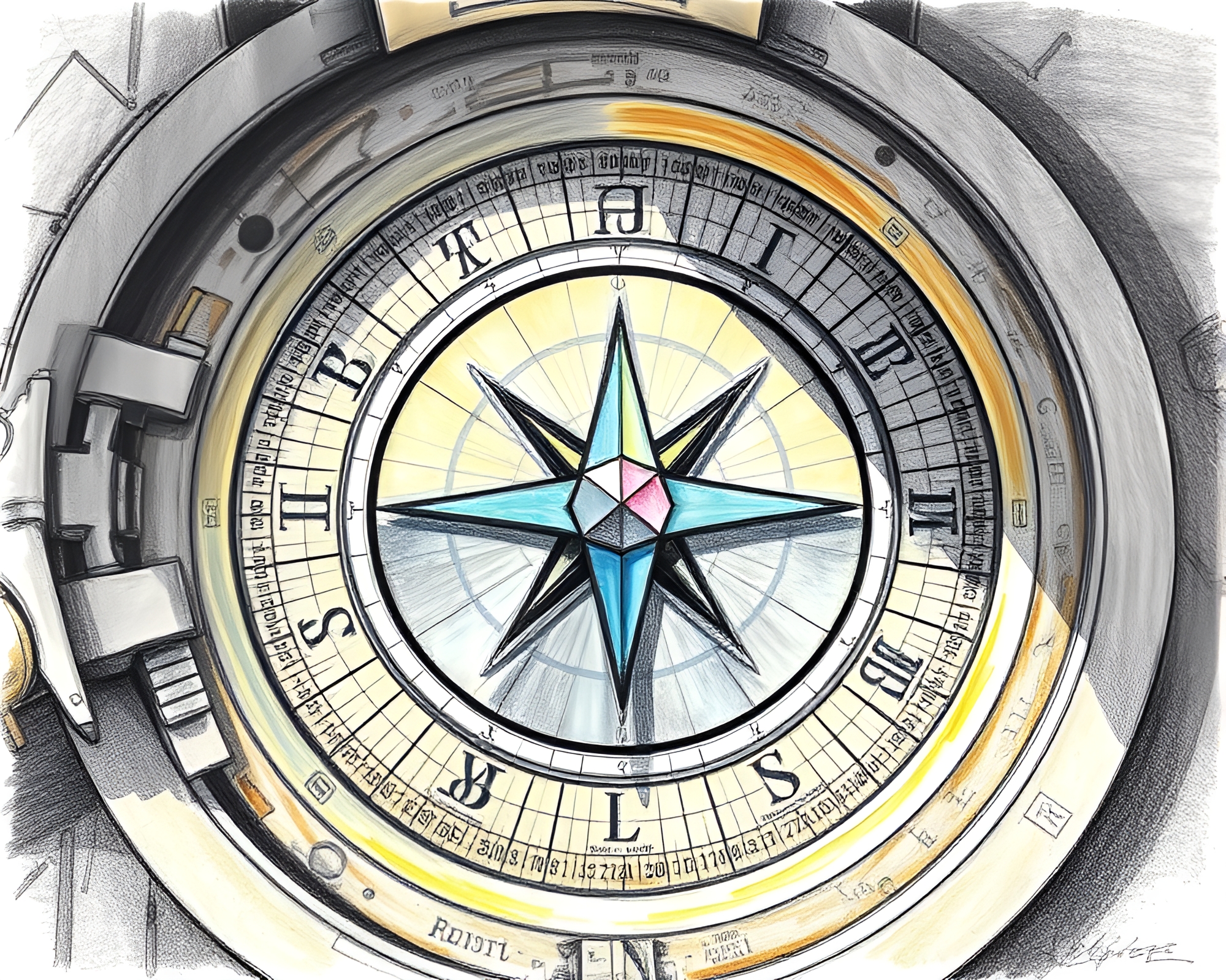 Prism Refraction: Bird’s Eye View Pocket Sundial – free AI stock image