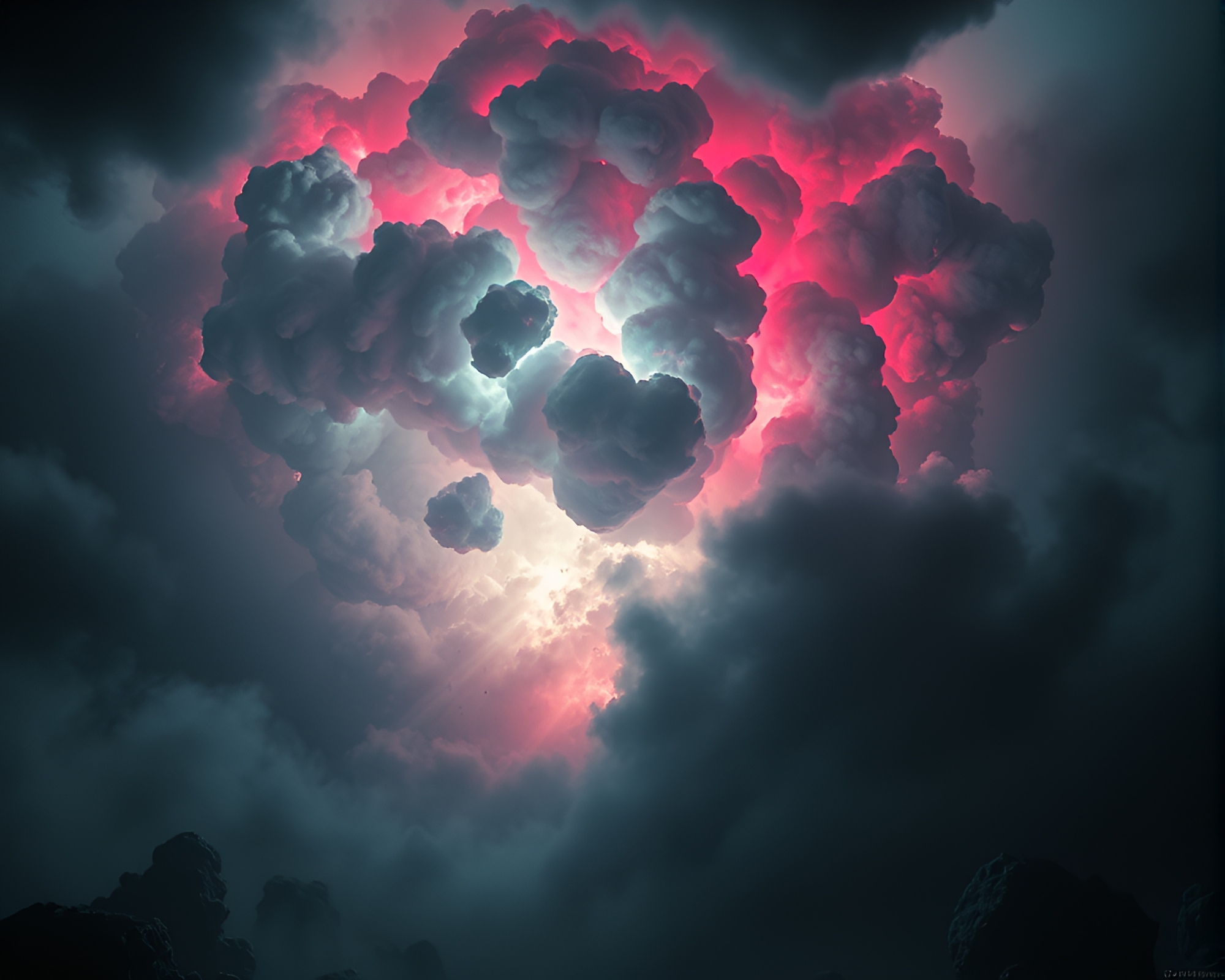 Cyborg in Duochrome Explosion Cloud Basement Gloom – free AI stock image