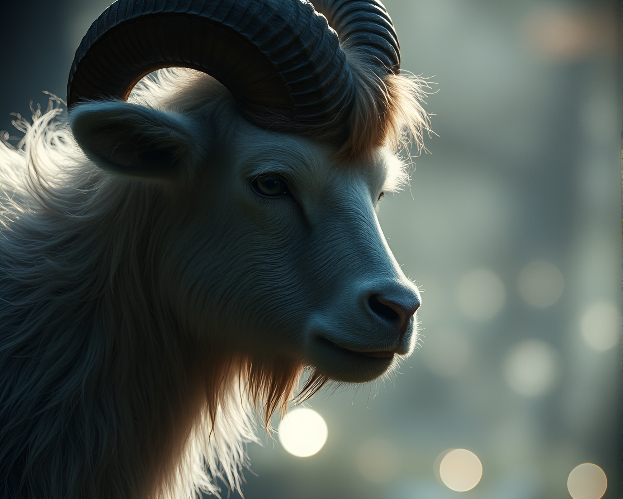 Satyr’s Dreamy Reflection in Lens Flare Glow – free AI stock image