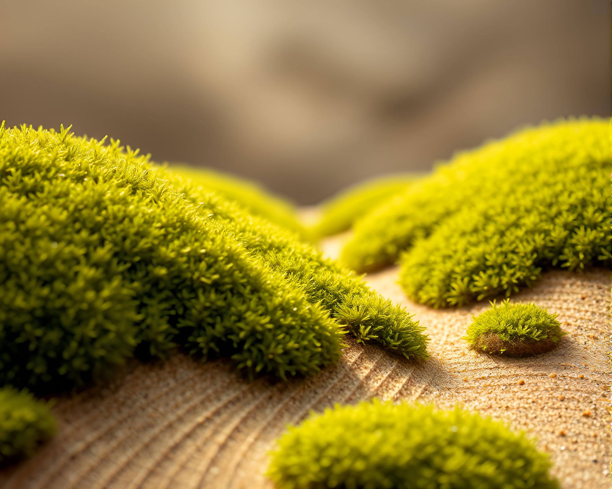 Maximalist Quantum Fluctuations: Moss in Desert Hues – free AI stock image