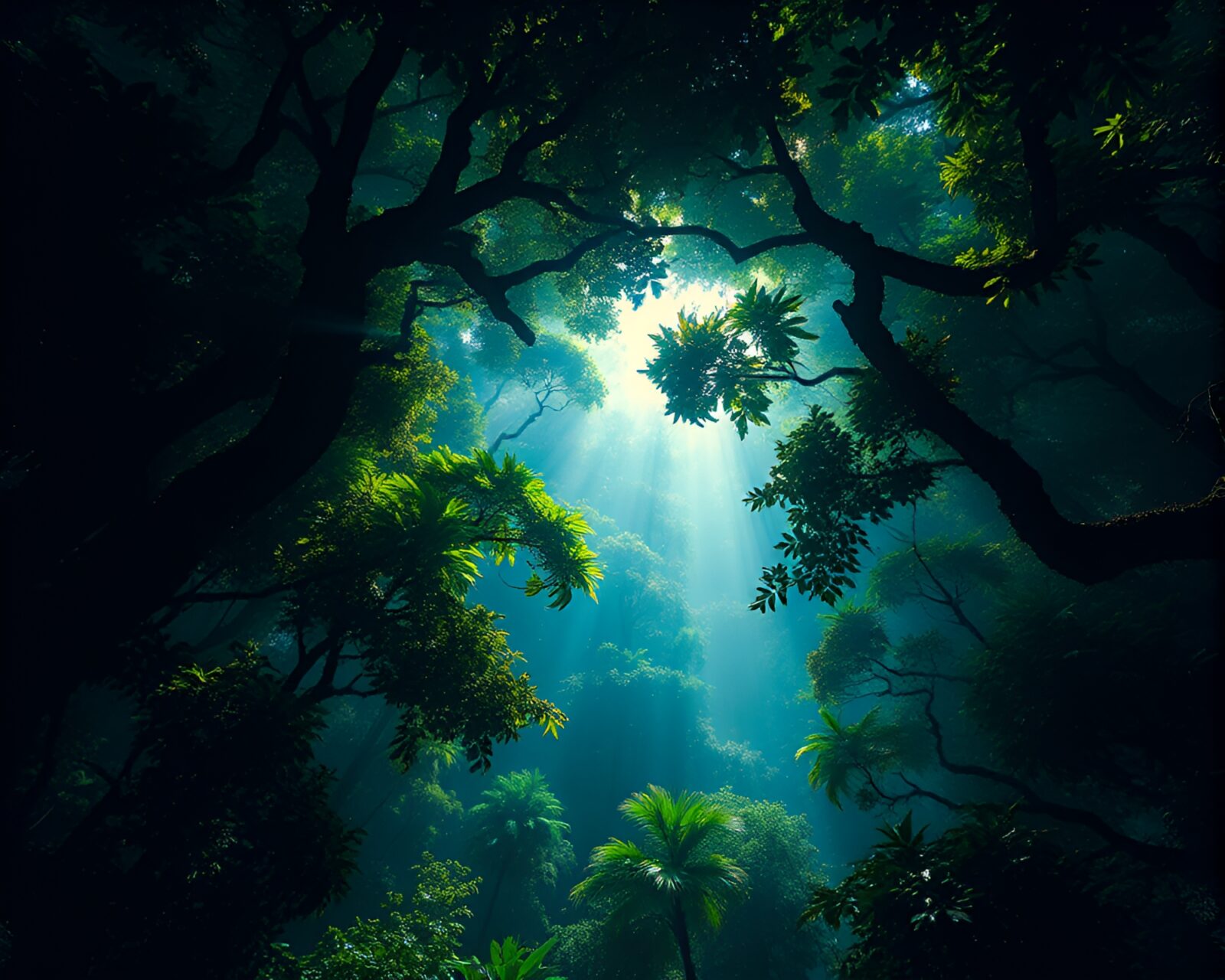 Algorithmic art of forest vortex with intense shadows