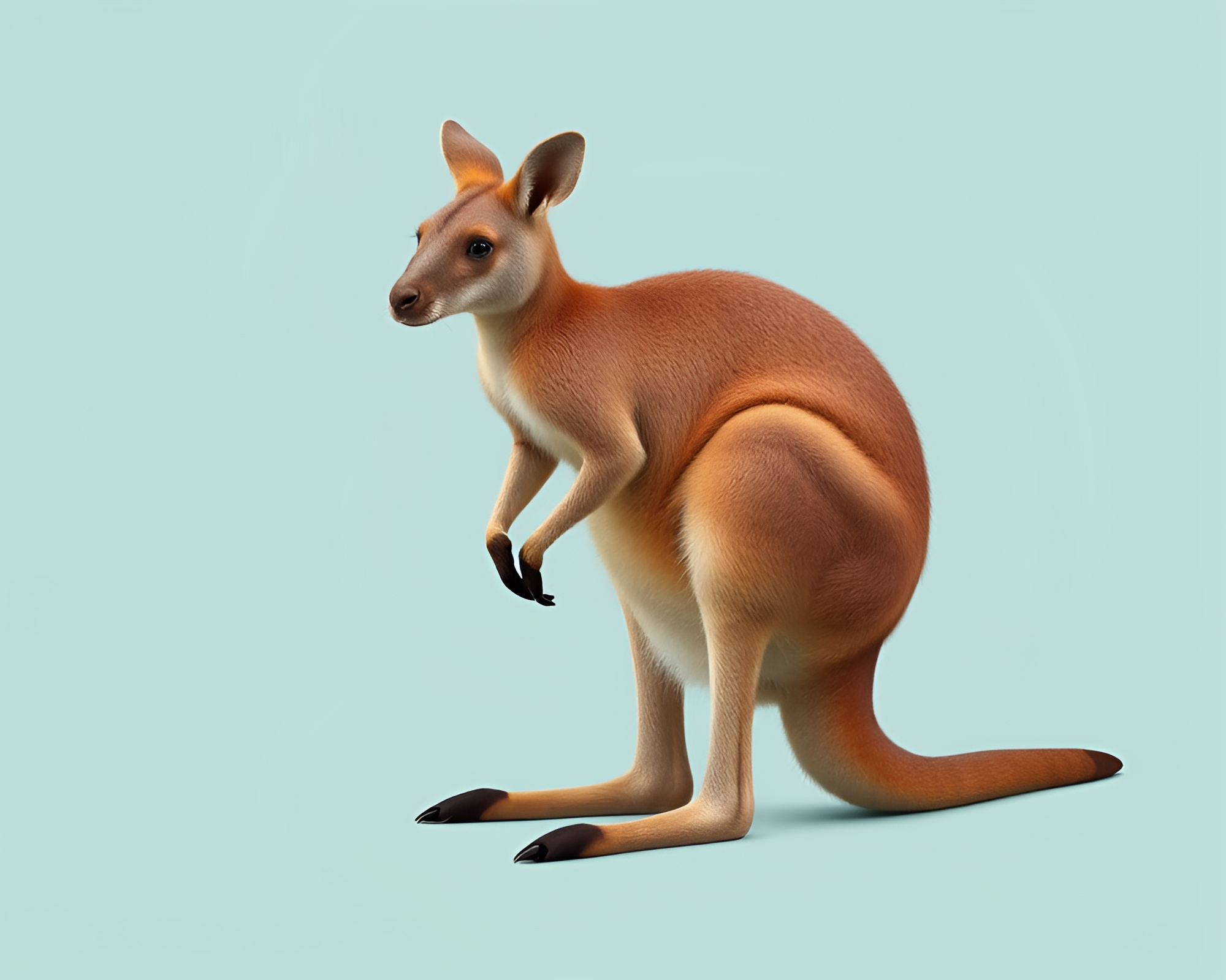 Teal Serenity Kangaroo in Medical Illustration Style – free AI stock image