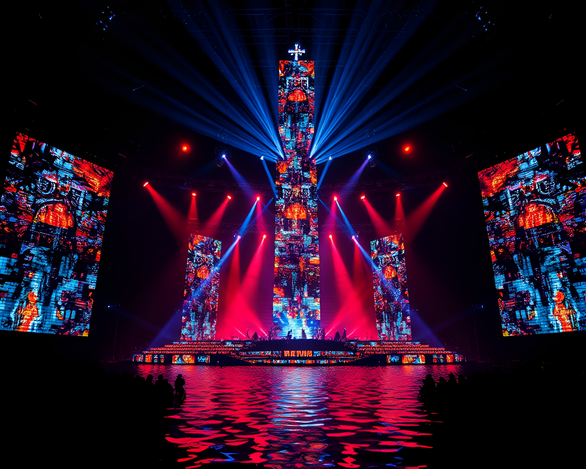 Tower of Light: Mosaic Concert Stage – free AI stock image