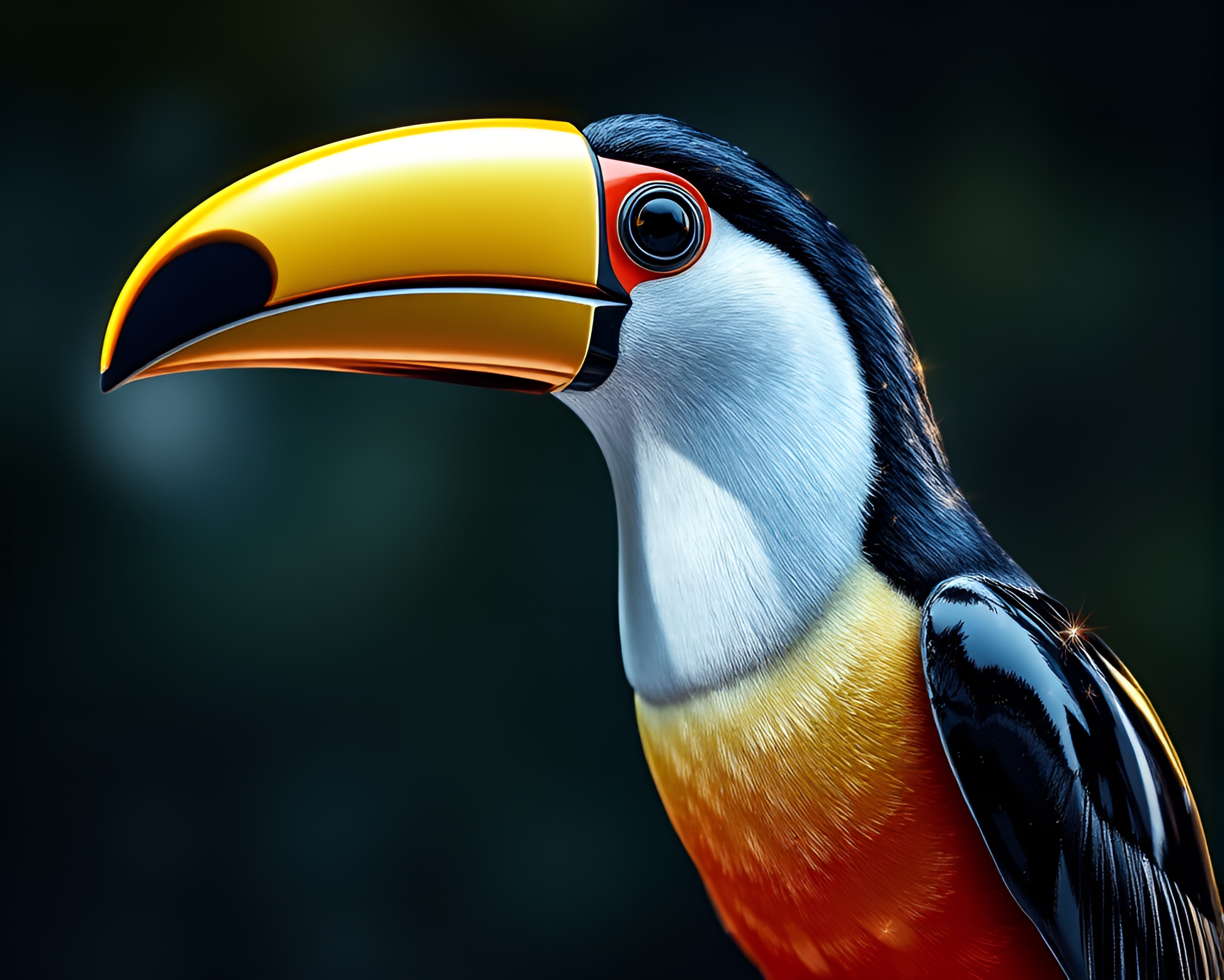 Toucan Wireframe Reflected in Chrome: Stardust Shimmer – free AI stock image