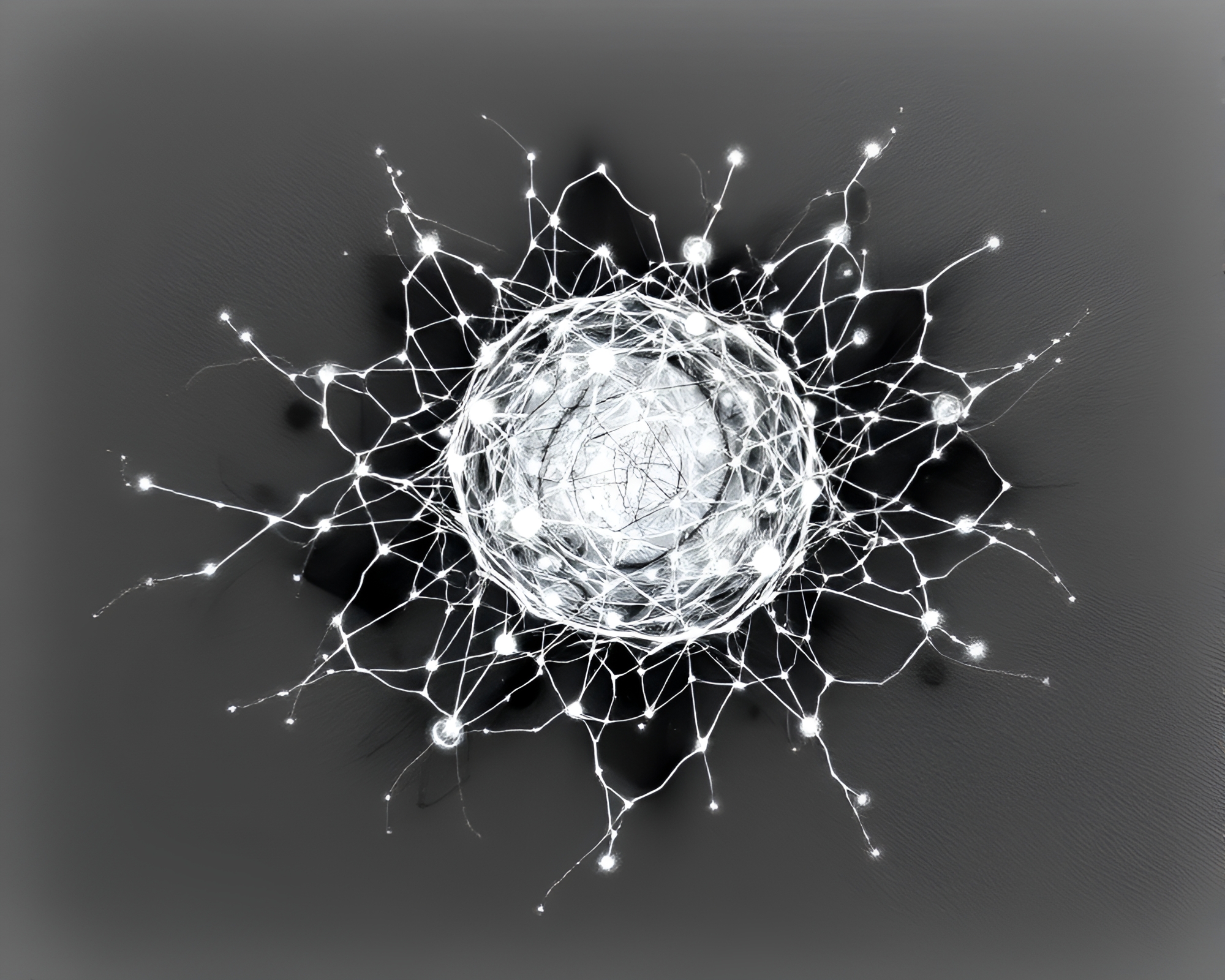 Quantum Computer Hatching Sketch with Glow-in-the-Dark Elements – free AI stock image