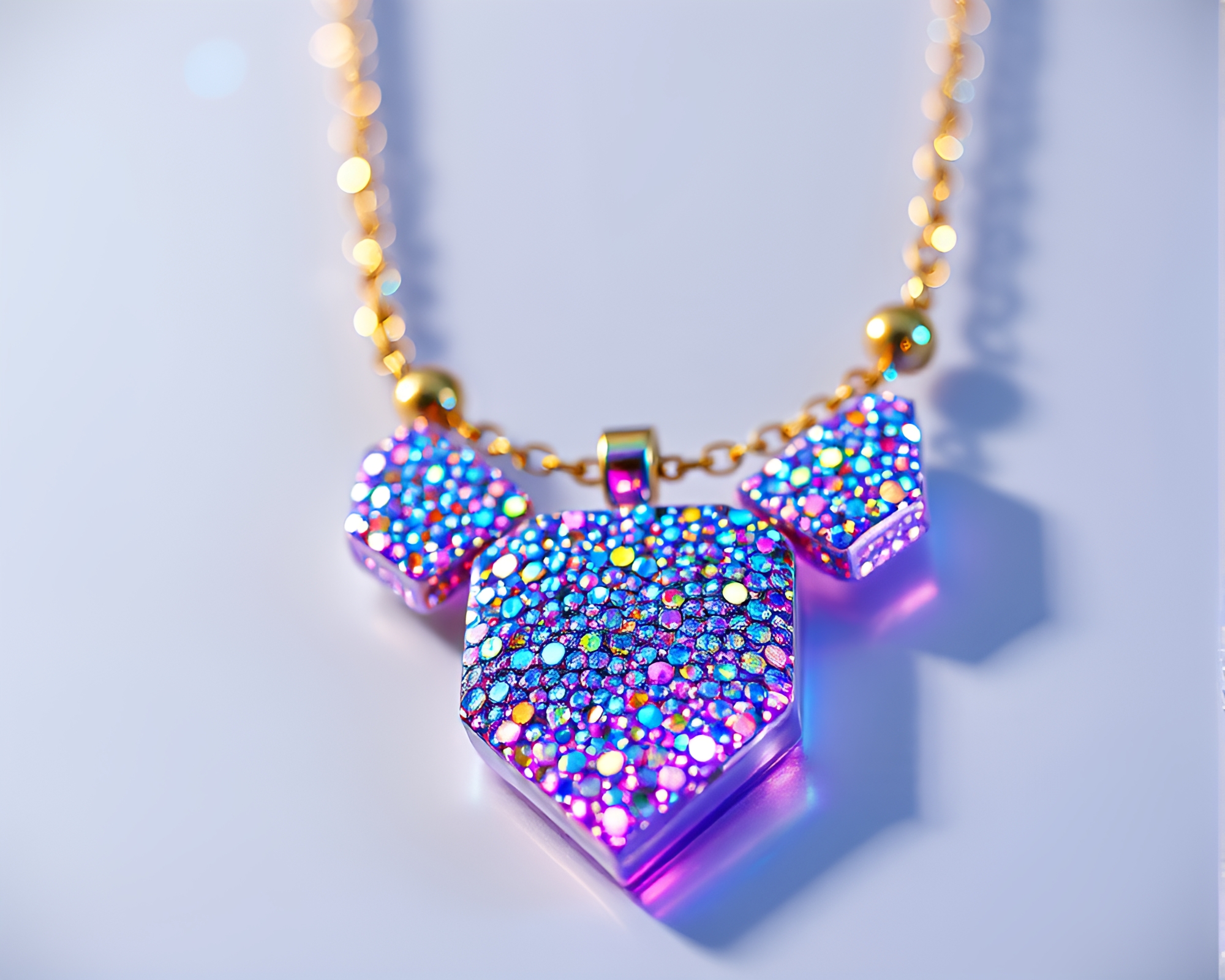 Futuristic Holographic Necklace with Voxel Art Details – free AI stock image