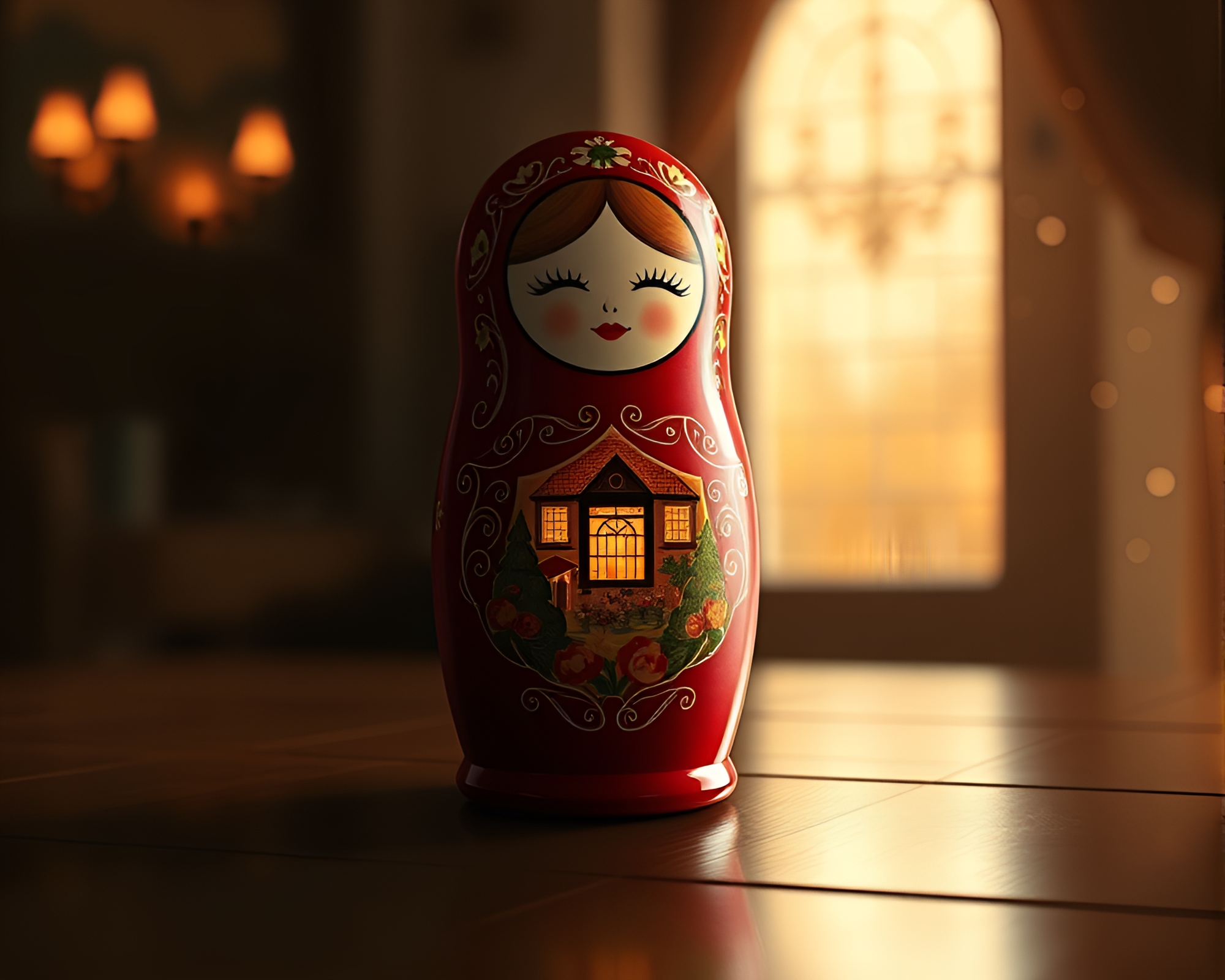 Matryoshka Doll in Opera-House Glow Digital Painting – free AI stock image