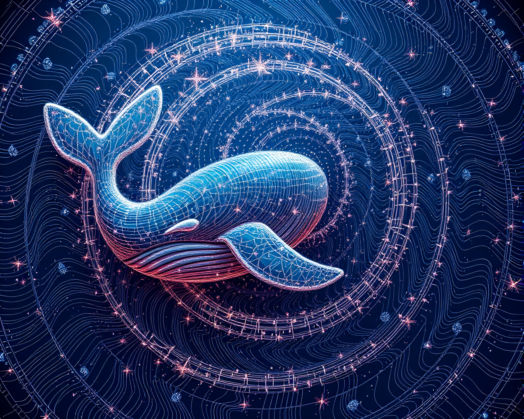 Whale Spiral Fantasy with Holographic Sheen – free AI stock image