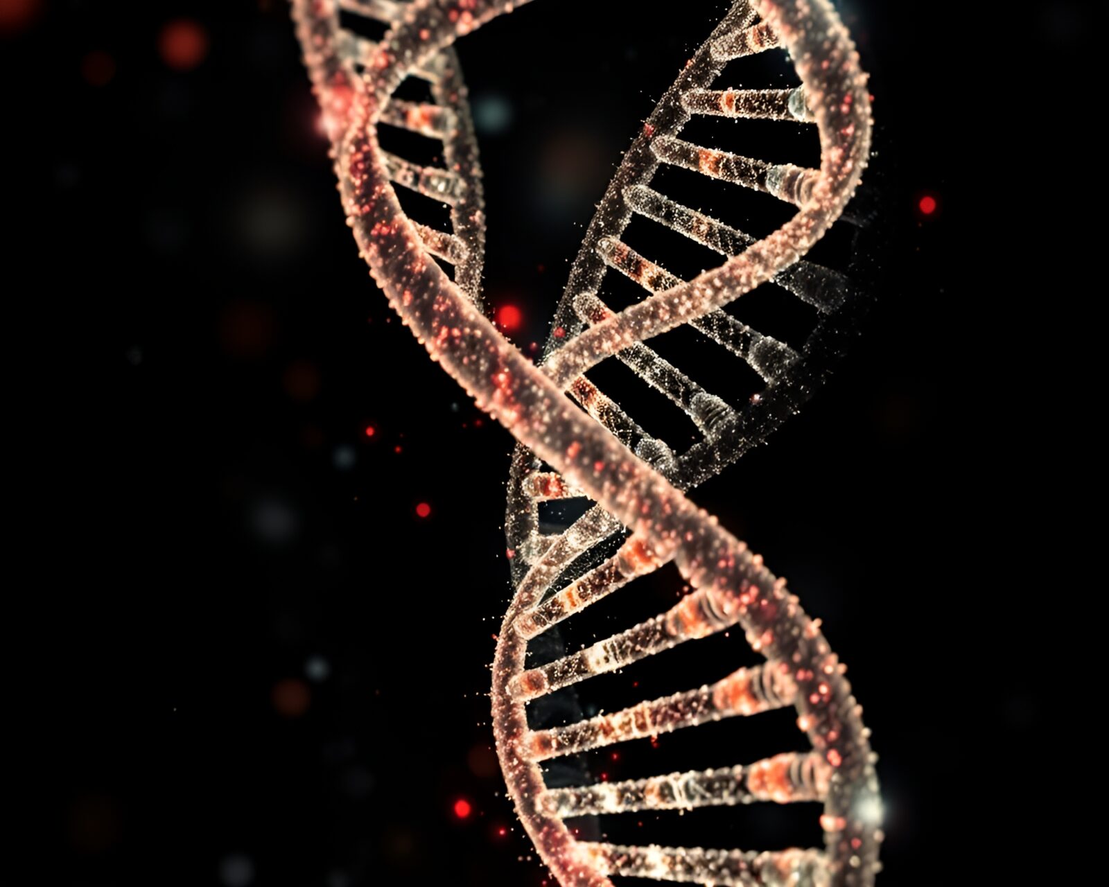Abstract split-tone DNA helix in double exposure style