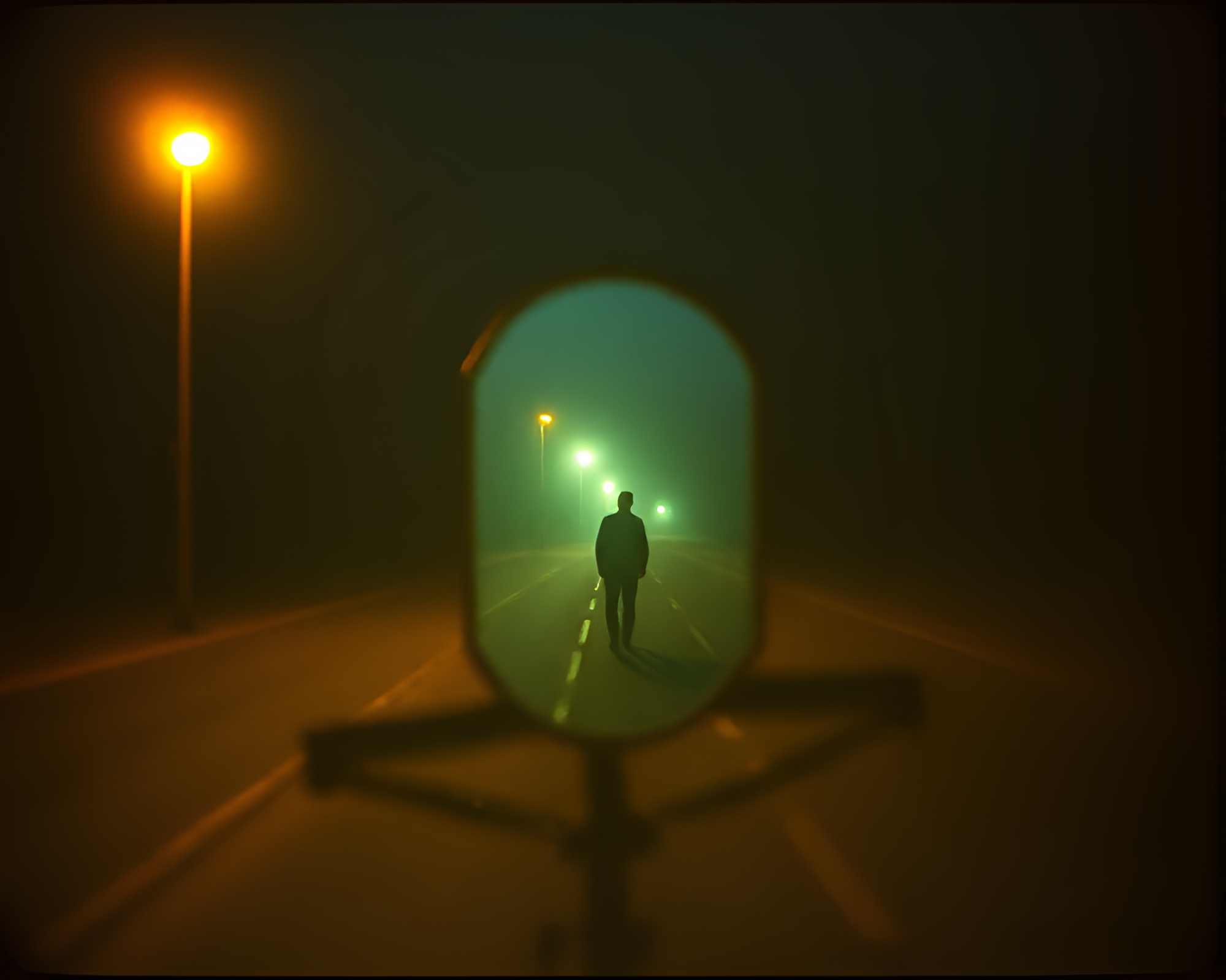 Ethereal Reflection: Wide-Angle Haunted Mirror Photography – free AI stock image