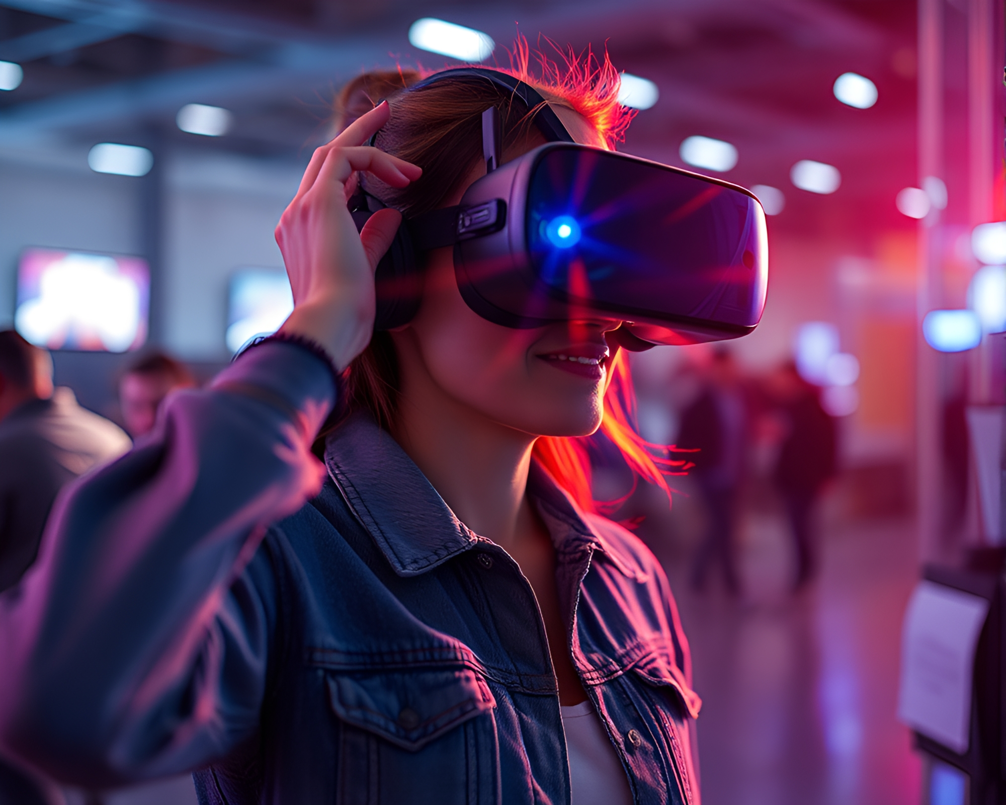 Virtual Reality Hub in Faded Denim with Lens Flare – free AI stock image