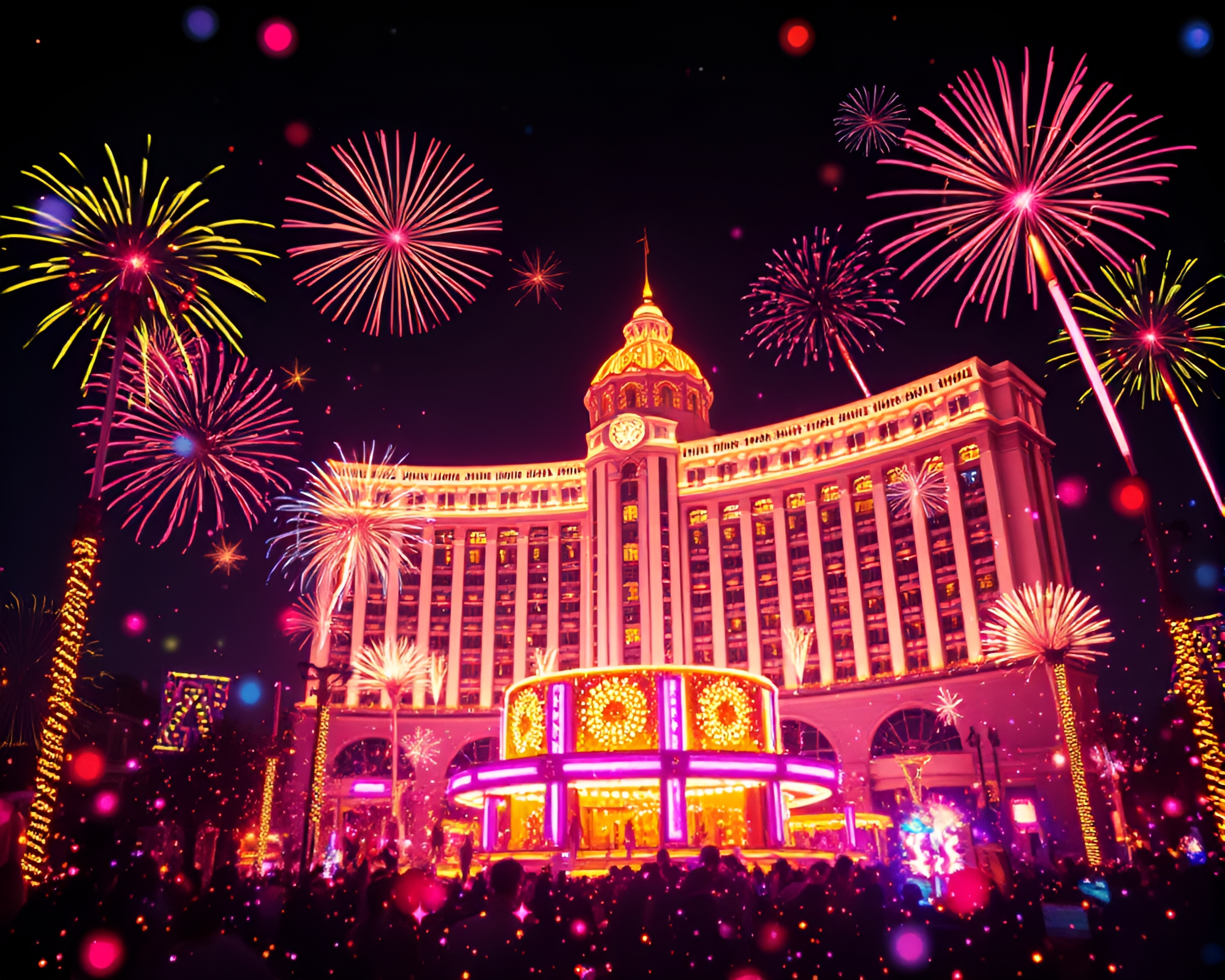 Art Deco Holographic Fireworks at Festival Night – free AI stock image