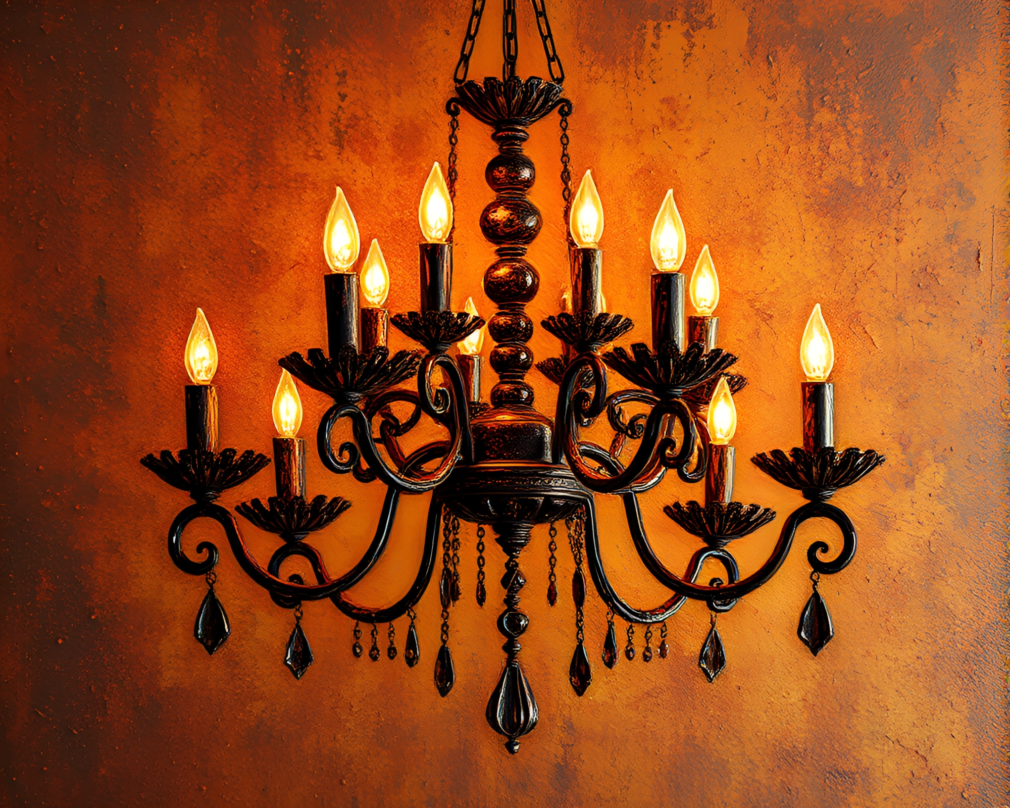 Rustic Chandelier Amongst CRT Flicker – free AI stock image