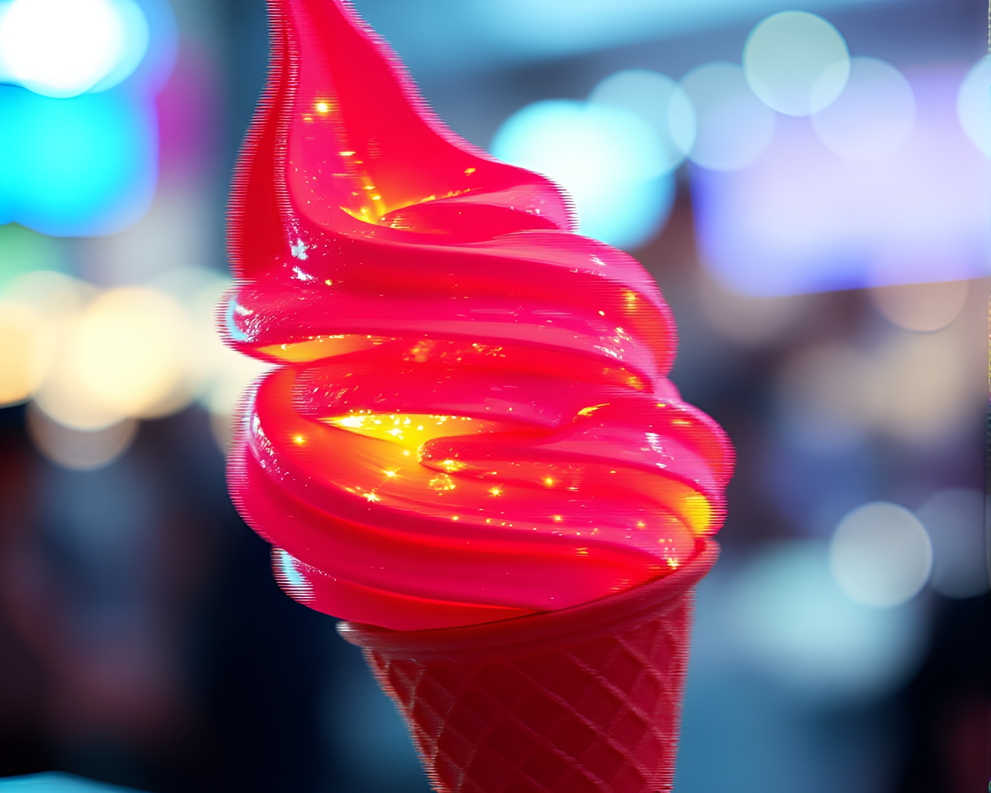 Glitch Art Gelato Cone in High-Key Lighting – free AI stock image