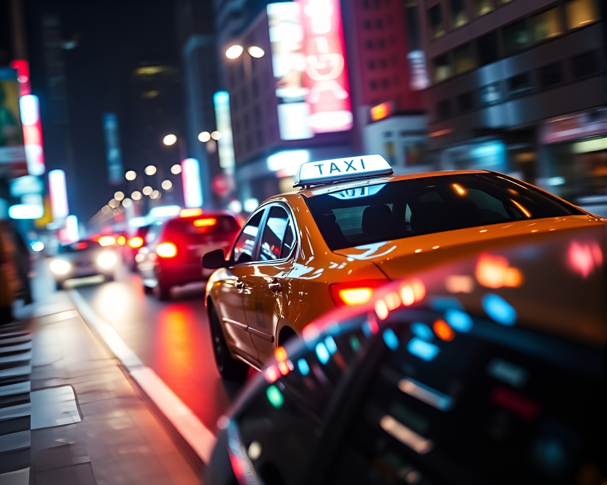 Futuristic Hover Taxi with Fractal Light Leaks – free AI stock image