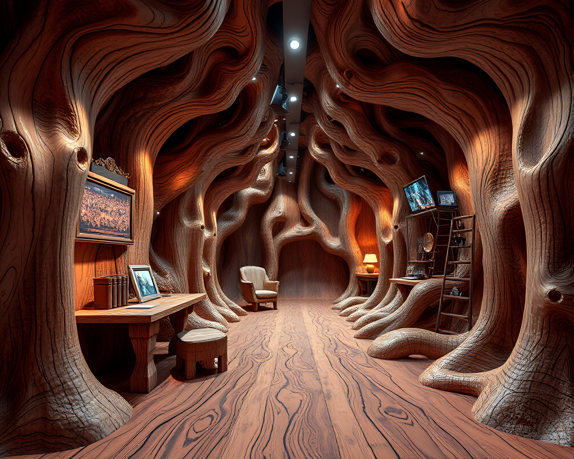 Virtual Reality Wood Grain Digital Bloom Experience – free AI stock image