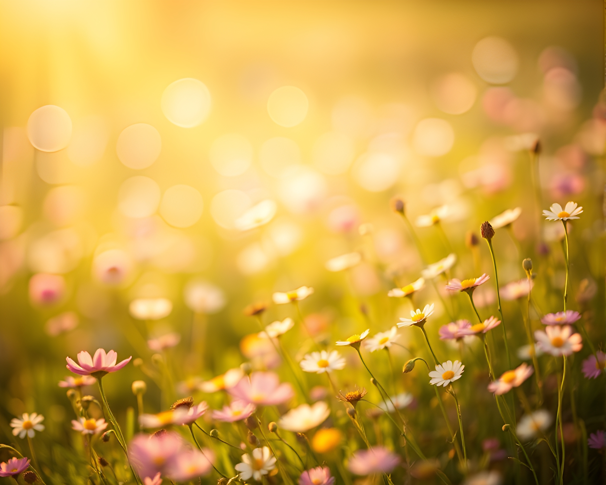 Enchanted Meadow at Sunrise with Glowing Flowers – free AI stock image