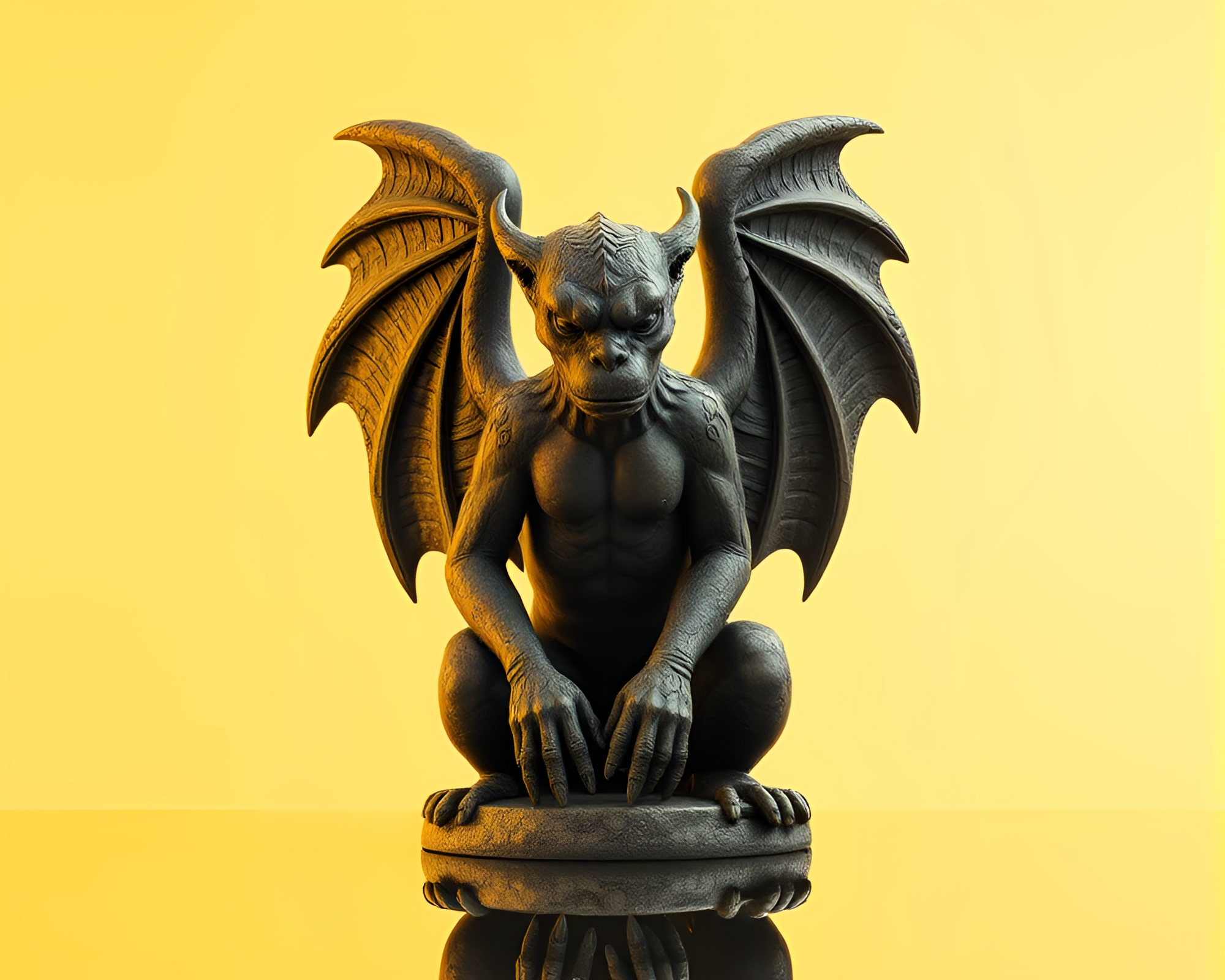 Ethereal Gargoyle in Monochrome Yellow – free AI stock image