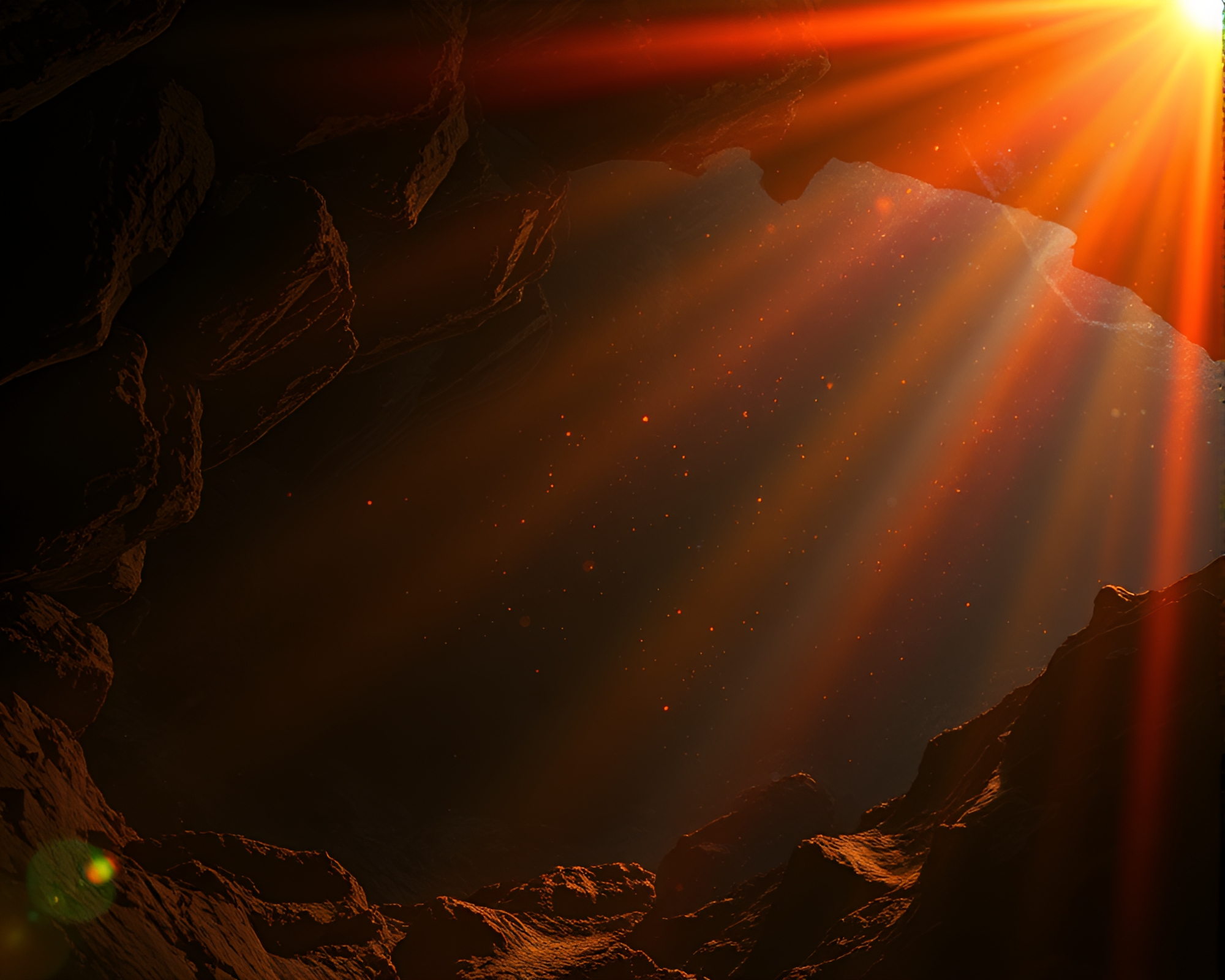 Intricate Grid Cave Painting with Lens Flare Luminescence – free AI stock image