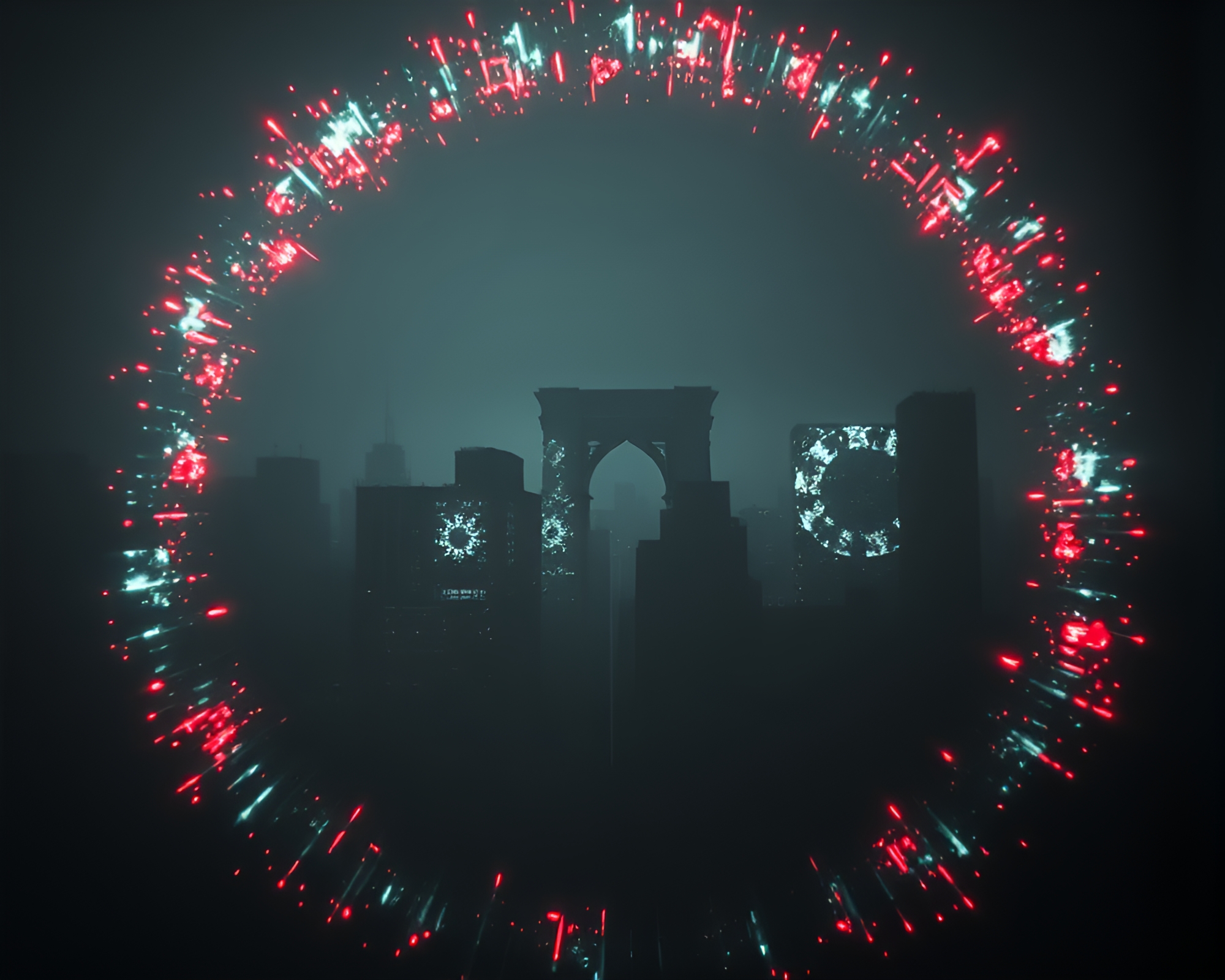 Digital X-Ray Stone Circle with Scan Lines – free AI stock image
