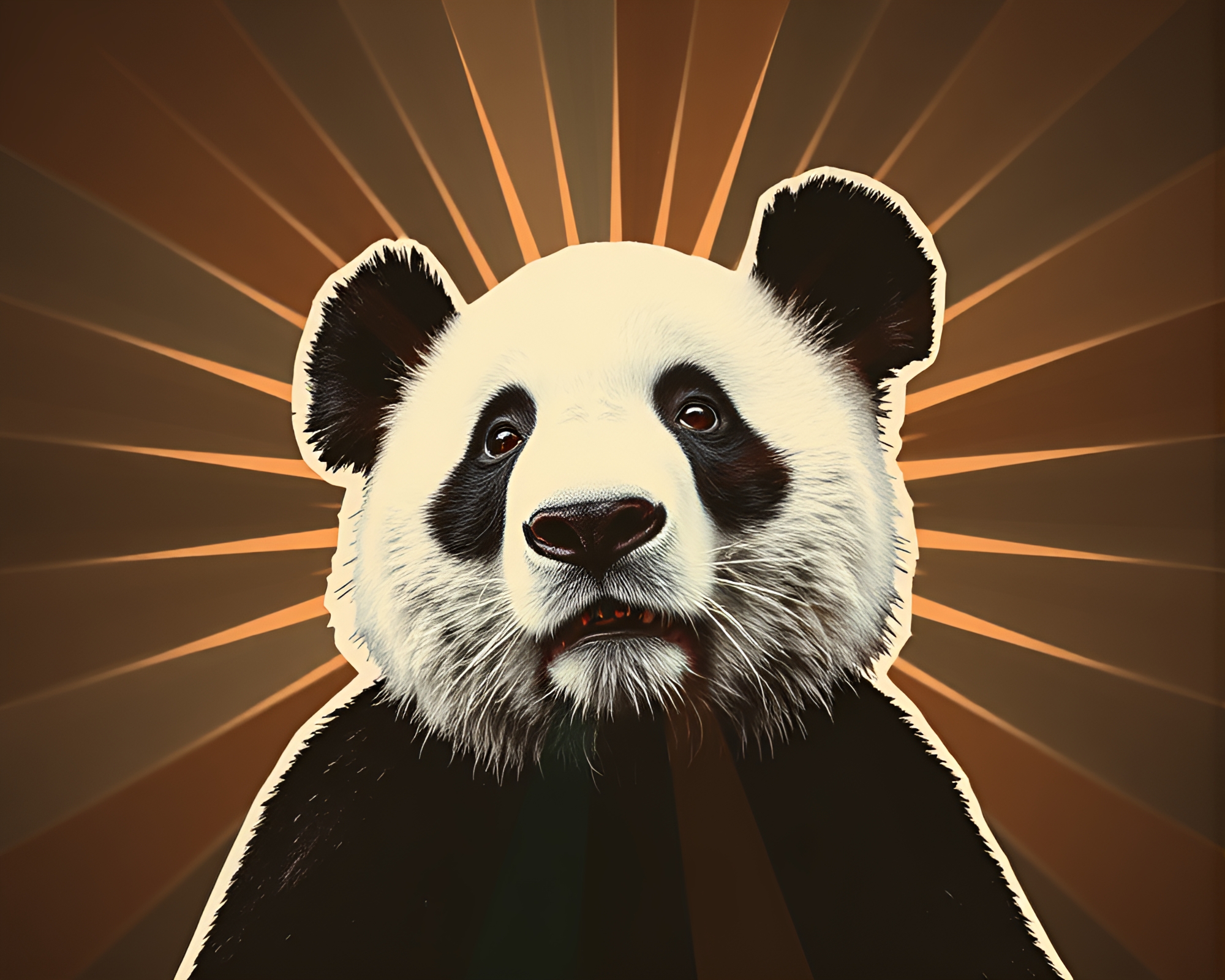 Retro Panda Collage Burst of Colors – free AI stock image