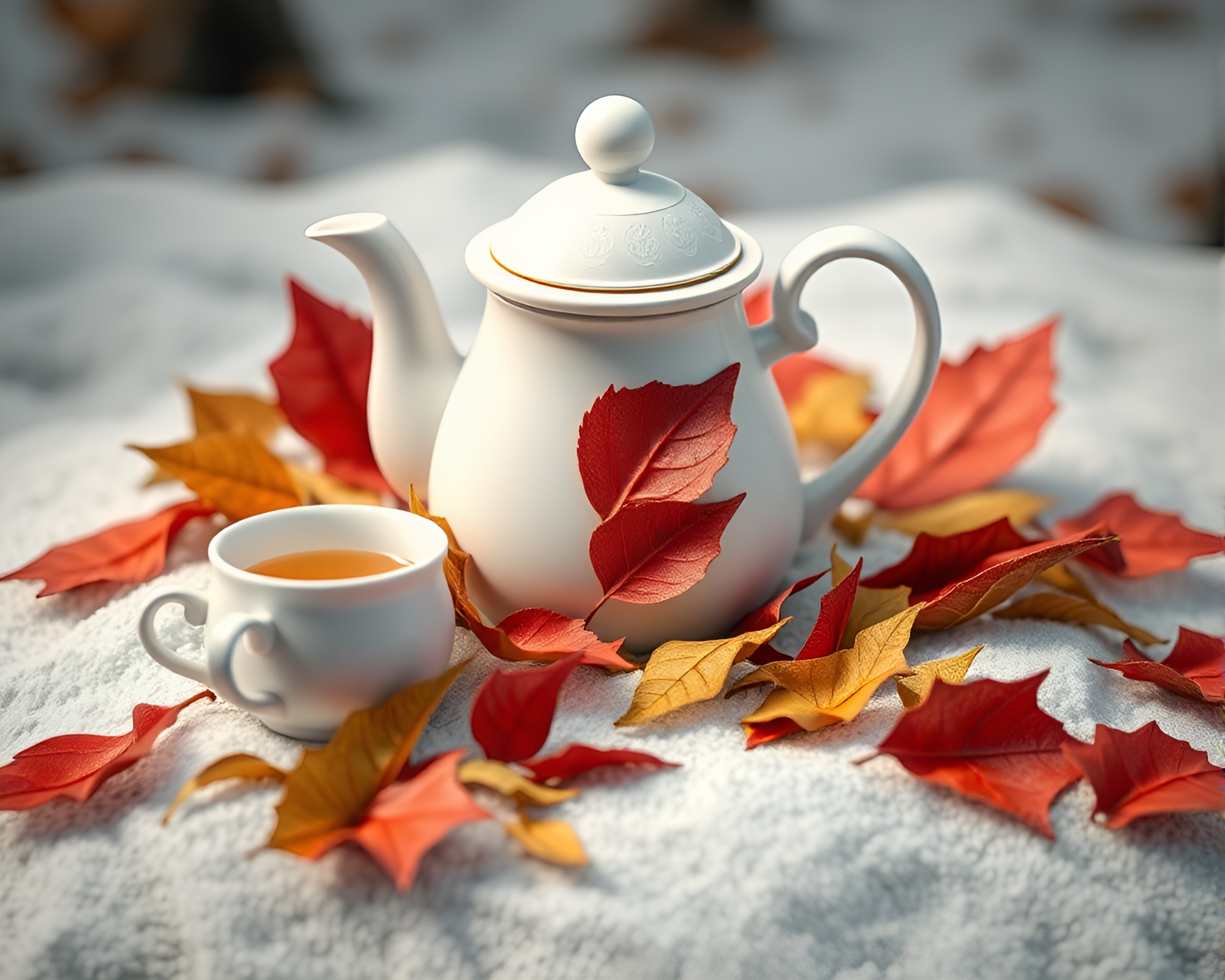 Enchanted Tea Party in Antarctic Wonderland – free AI stock image